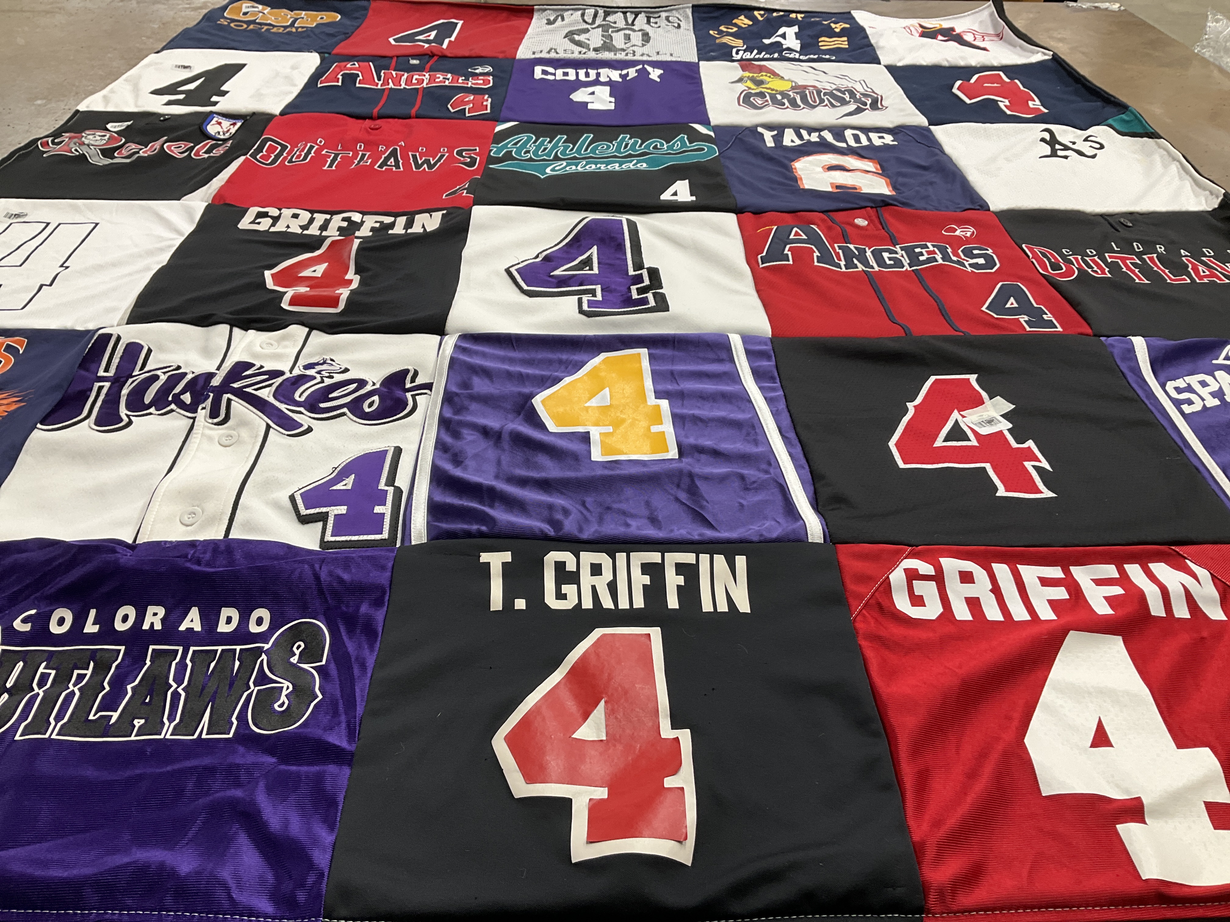 T-shirt quilt featuring huskies, angels by Jessica from TN
