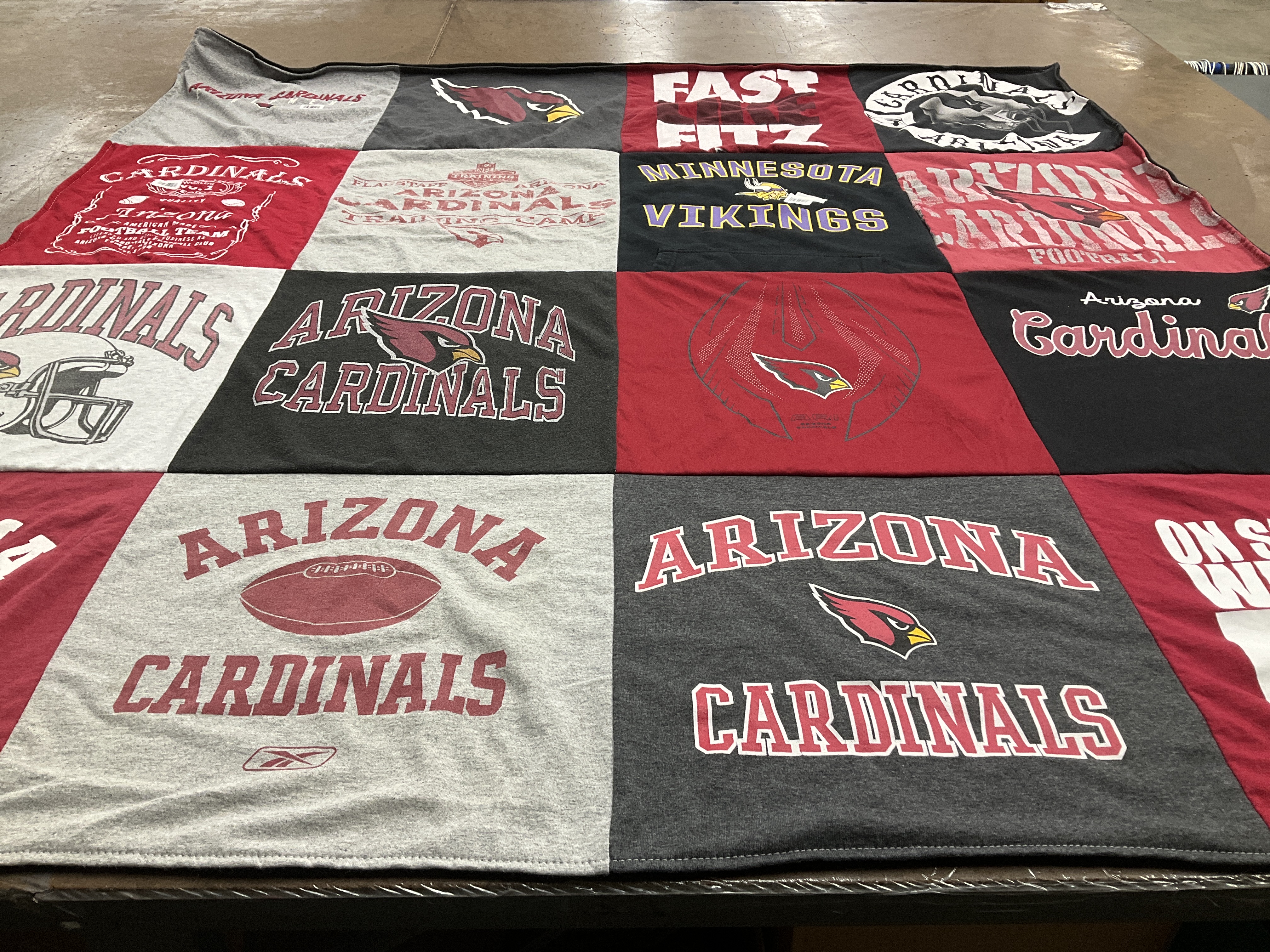 T-shirt quilt featuring arizona cardinals, minnesota vikings by Leigha from AL