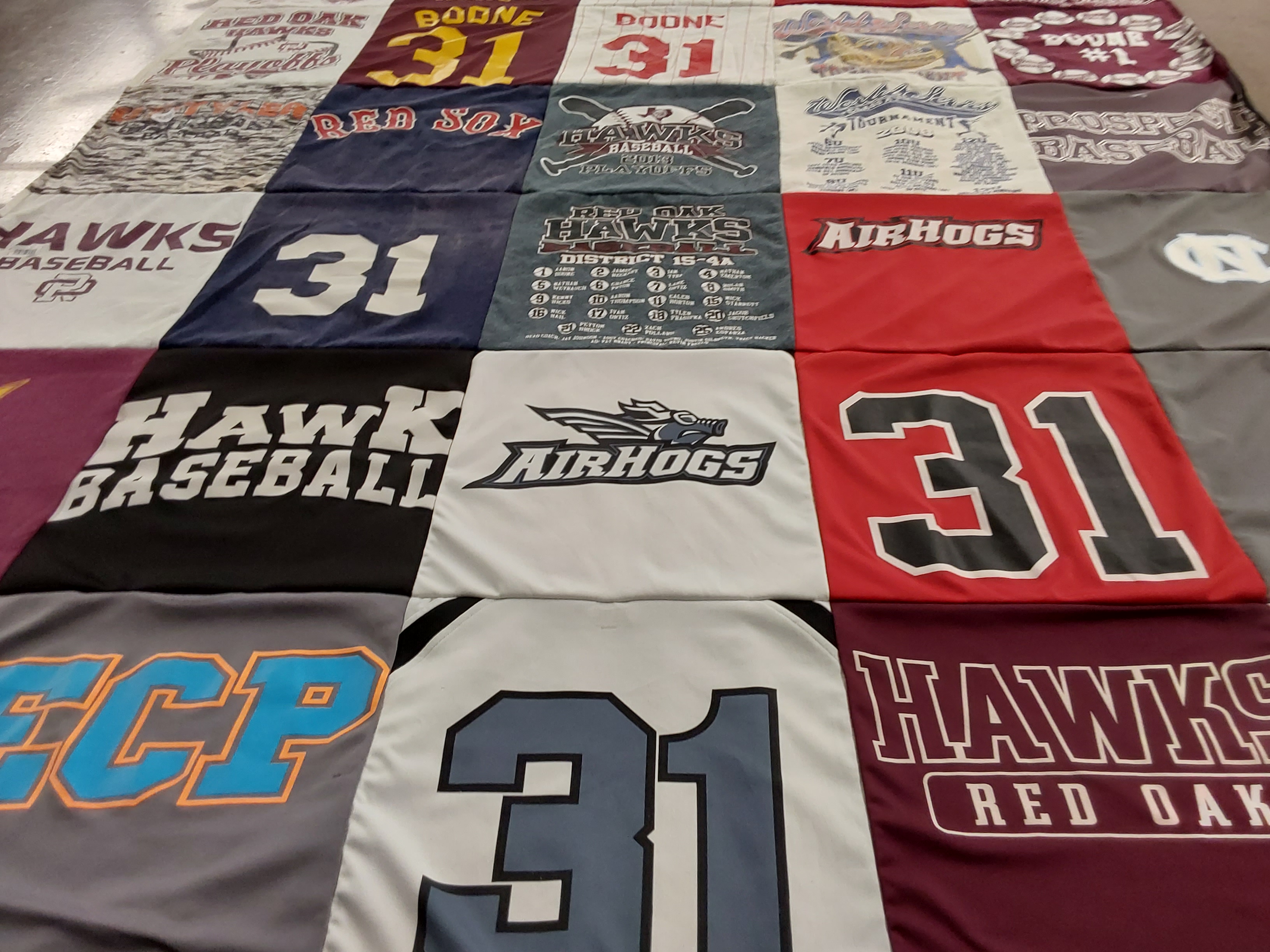 T-shirt quilt featuring prosper high school baseball, red oak high school baseball by Sonya from TX