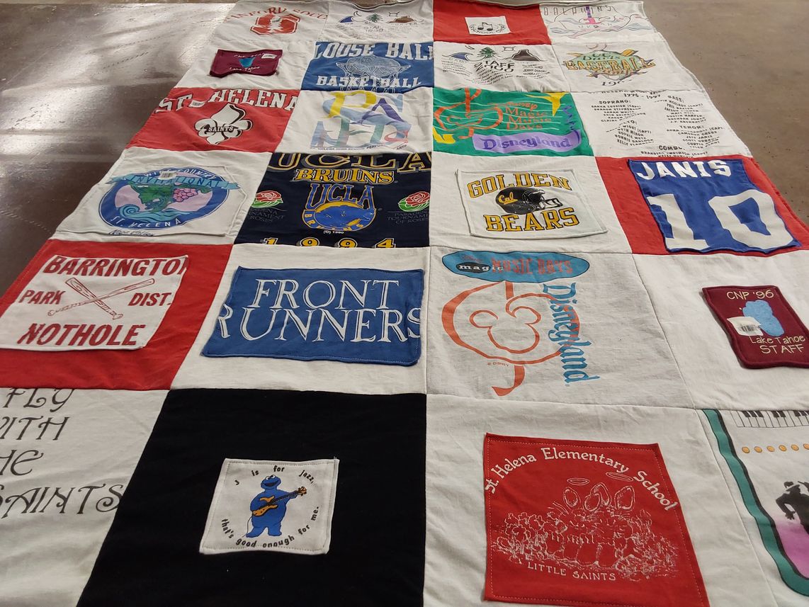 T-shirt quilt featuring ucla bruins, golden bears by Cathy from NC