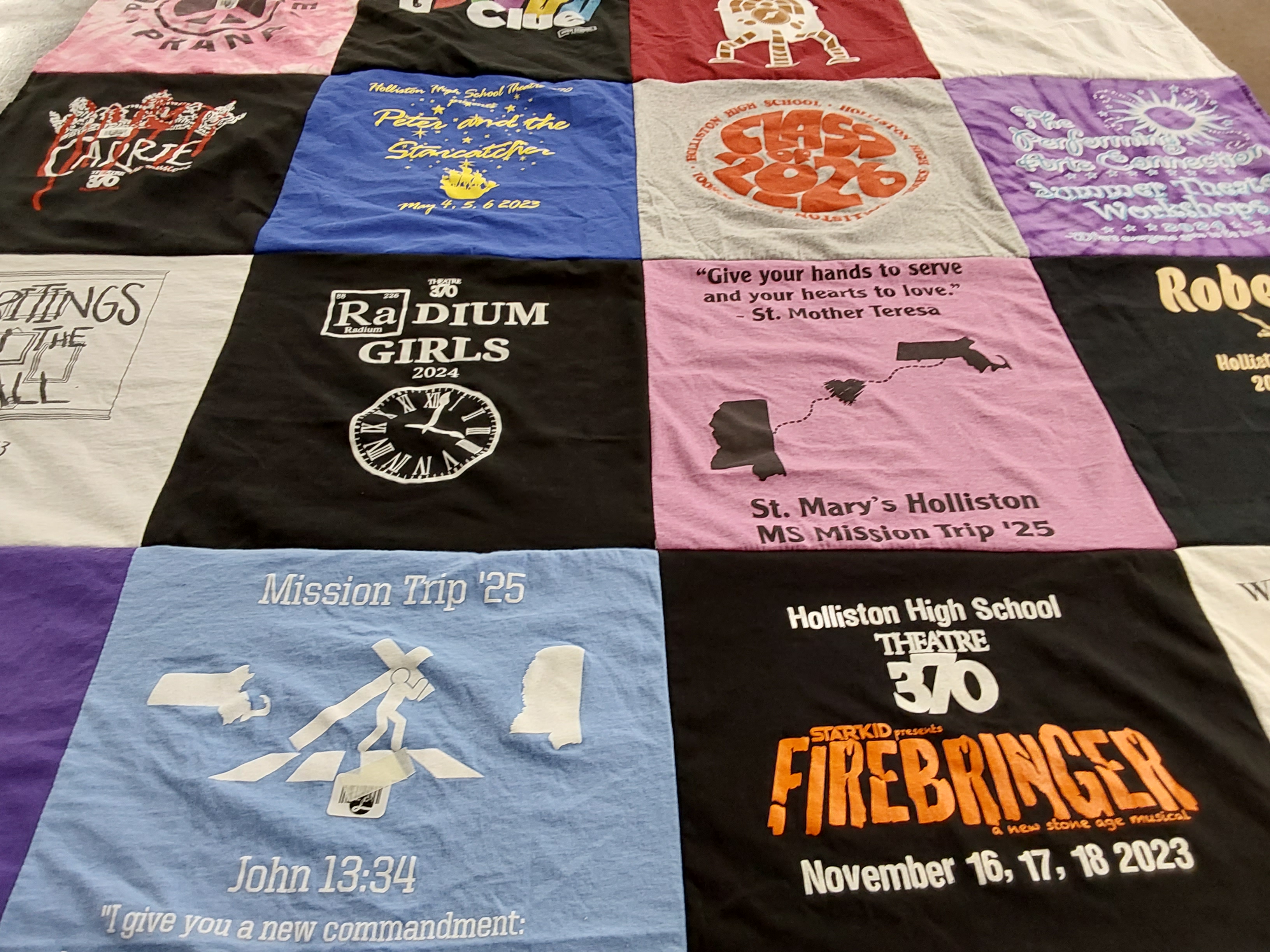T-shirt quilt from holliston high school by Jennifer from MA