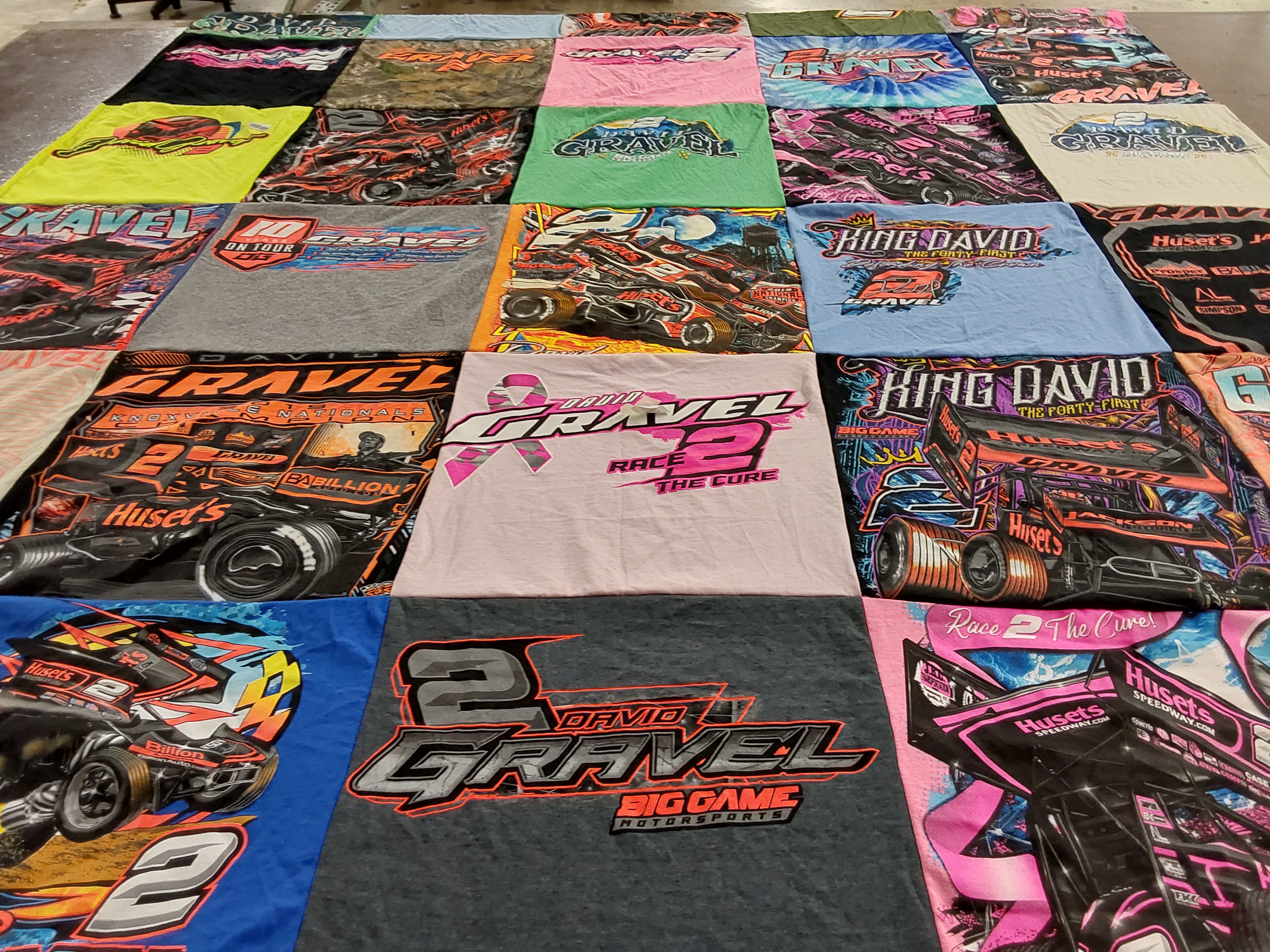 T-shirt quilt with motorsports, racing themes by BENNETT from PA