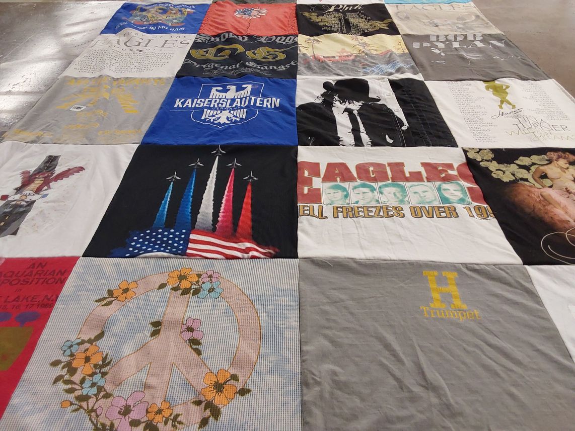 T-shirt quilt with music, history themes by Terrie from TN