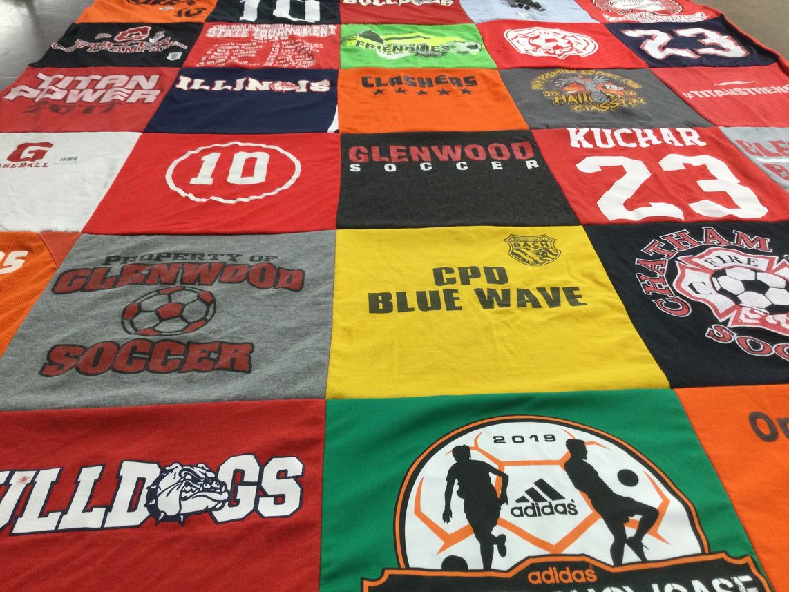T-shirt quilt featuring glenwood soccer team, chatham soccer team by Julie from IL