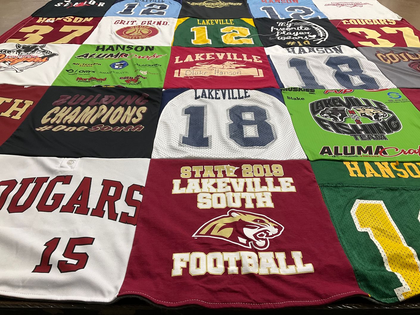 T-shirt quilt featuring lakeville south football team by Jennifer from MN