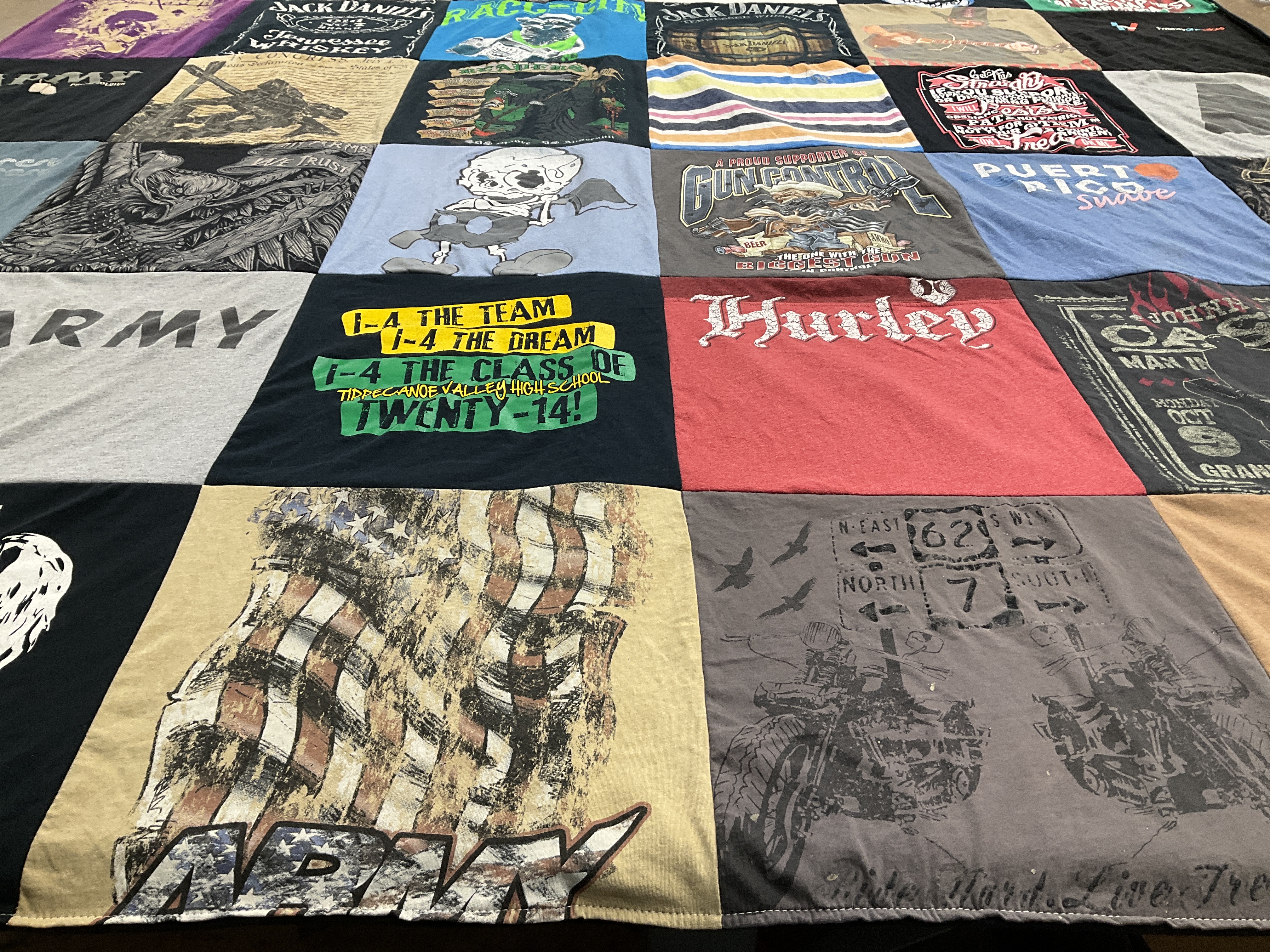 T-shirt quilt from tidal canoe valley high school by A’shel from IN