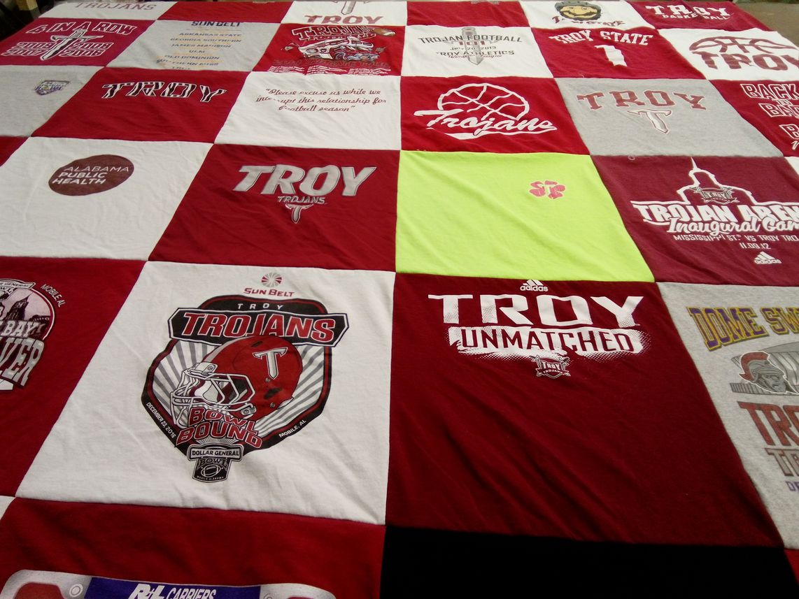 T-shirt quilt featuring troy trojans by Denise from AL
