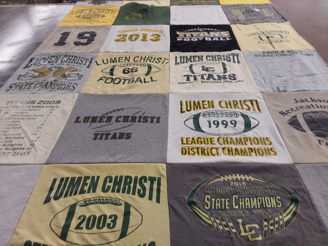 T-shirt quilt featuring lumen christi titans by Alexandria from MI