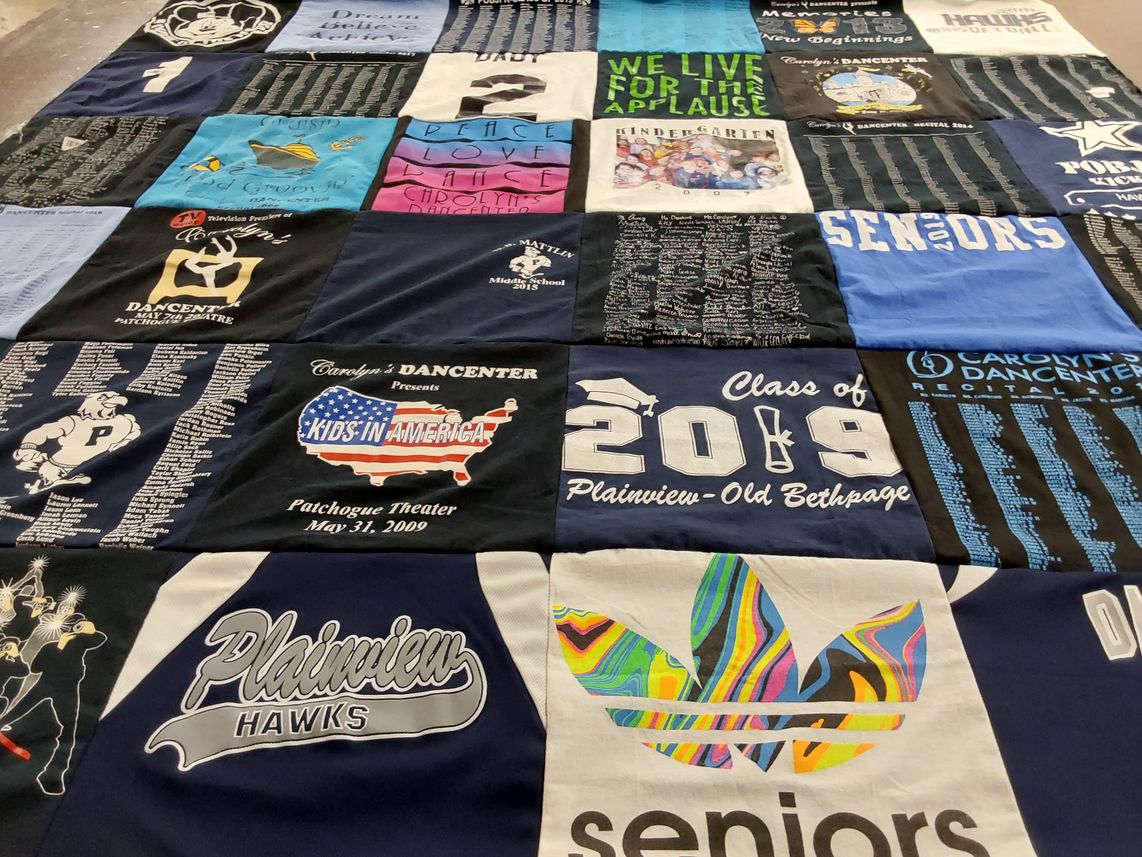 T-shirt quilt featuring plainview hawks by Alyssa from NY