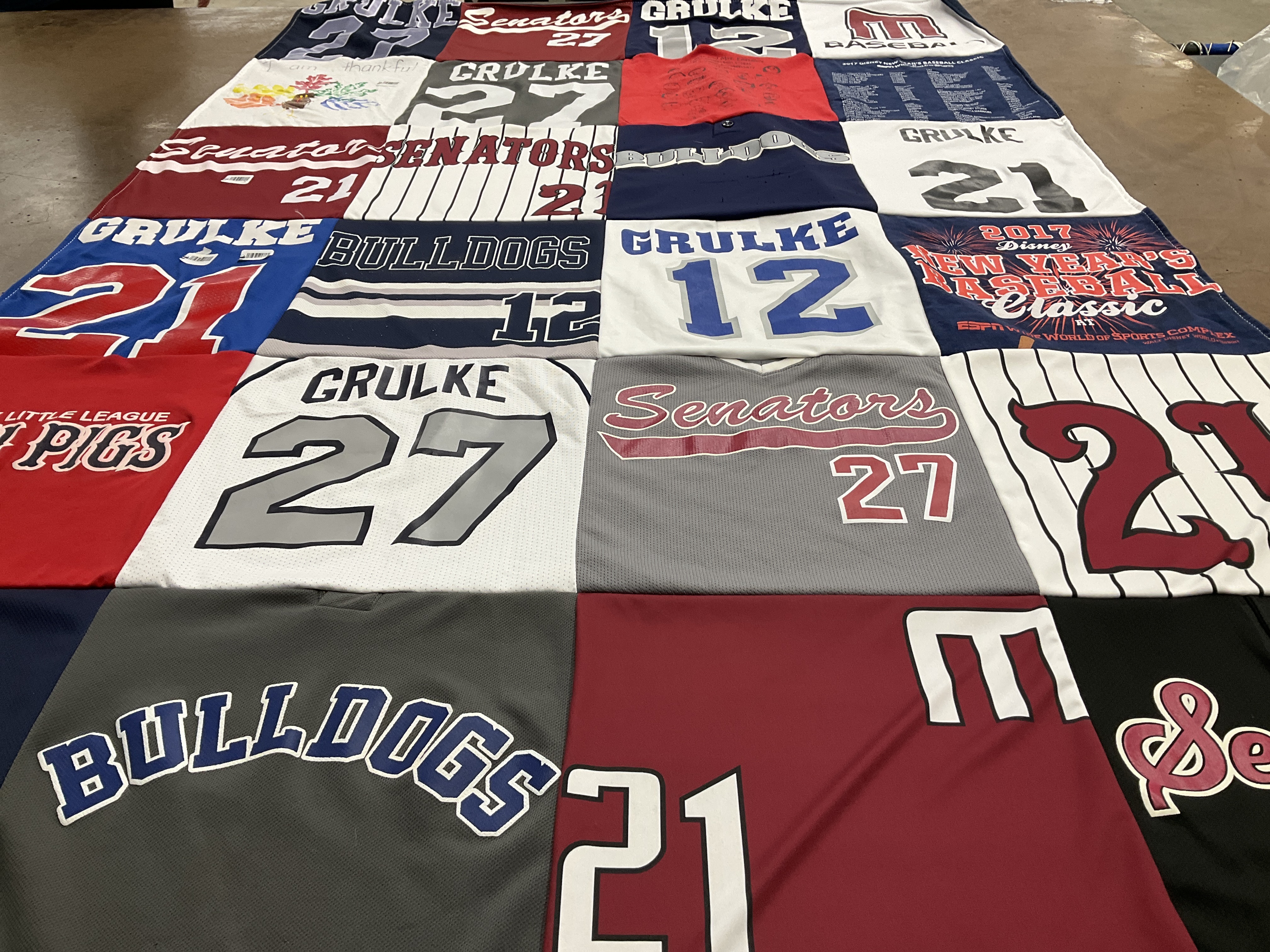 T-shirt quilt featuring senators, bulldogs by Amy from VA