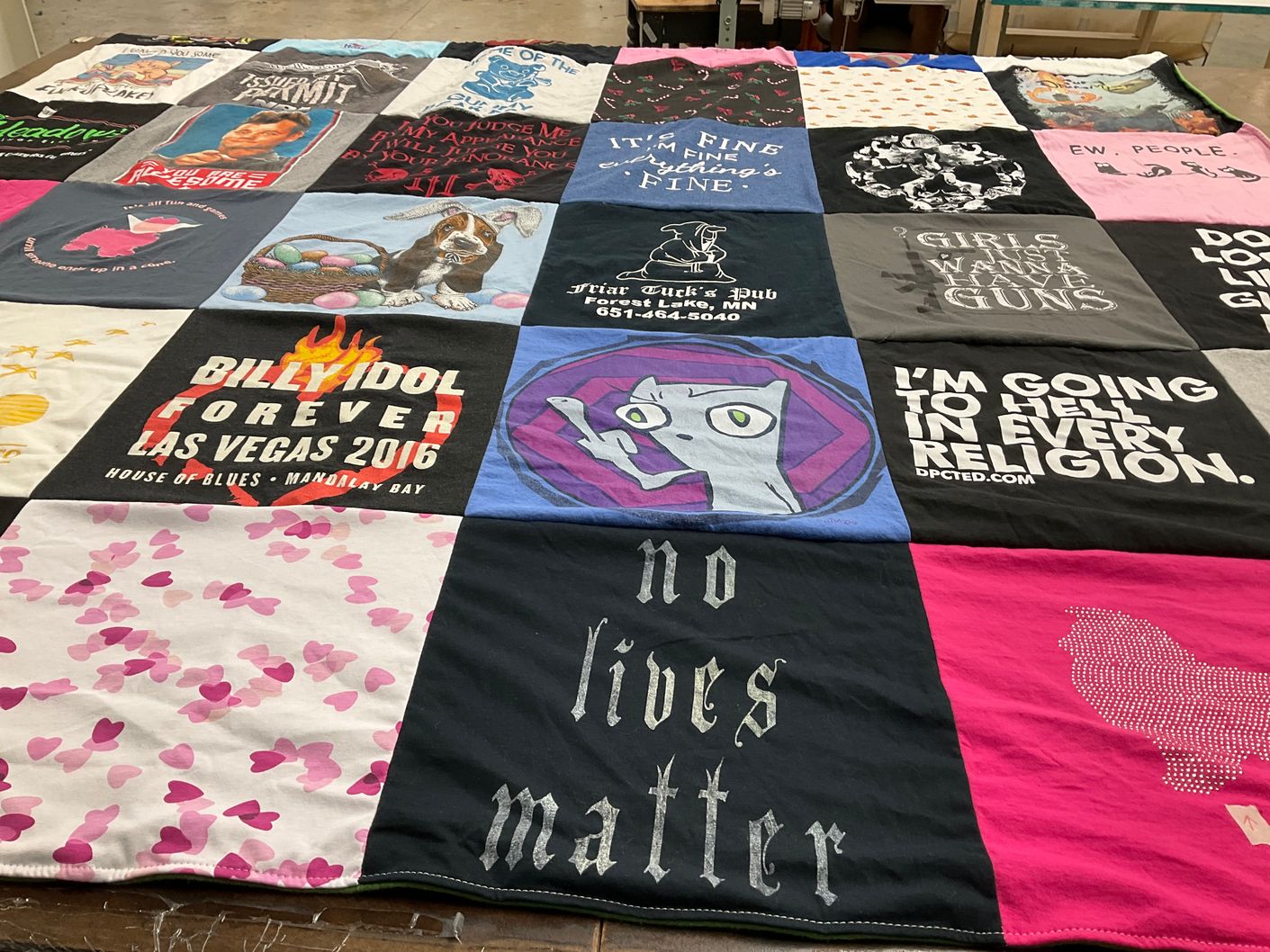 T-shirt quilt with music, fashion themes by Brenda from MN