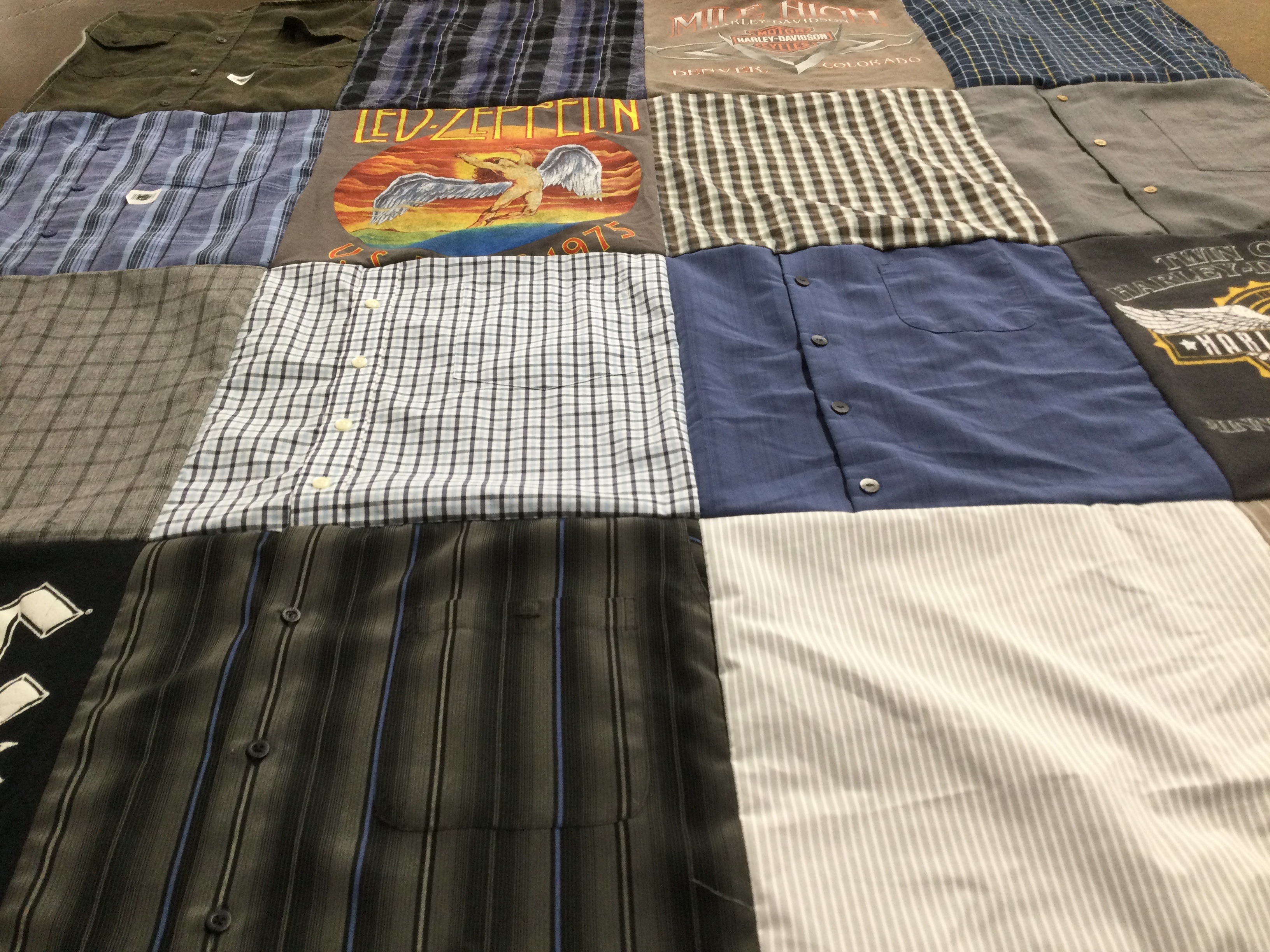 T-shirt quilt with music, bands themes by Allison from IA