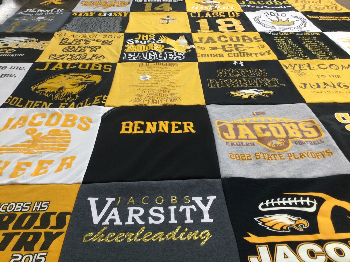 T-shirt quilt featuring jacobs golden eagles, jacobs eagles football by Home from IL