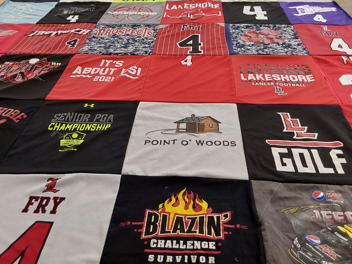 T-shirt quilt featuring lakeshore lancer football by Amanda from MI