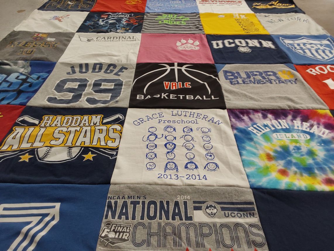 T-shirt quilt featuring haddam all stars by Lore from CT