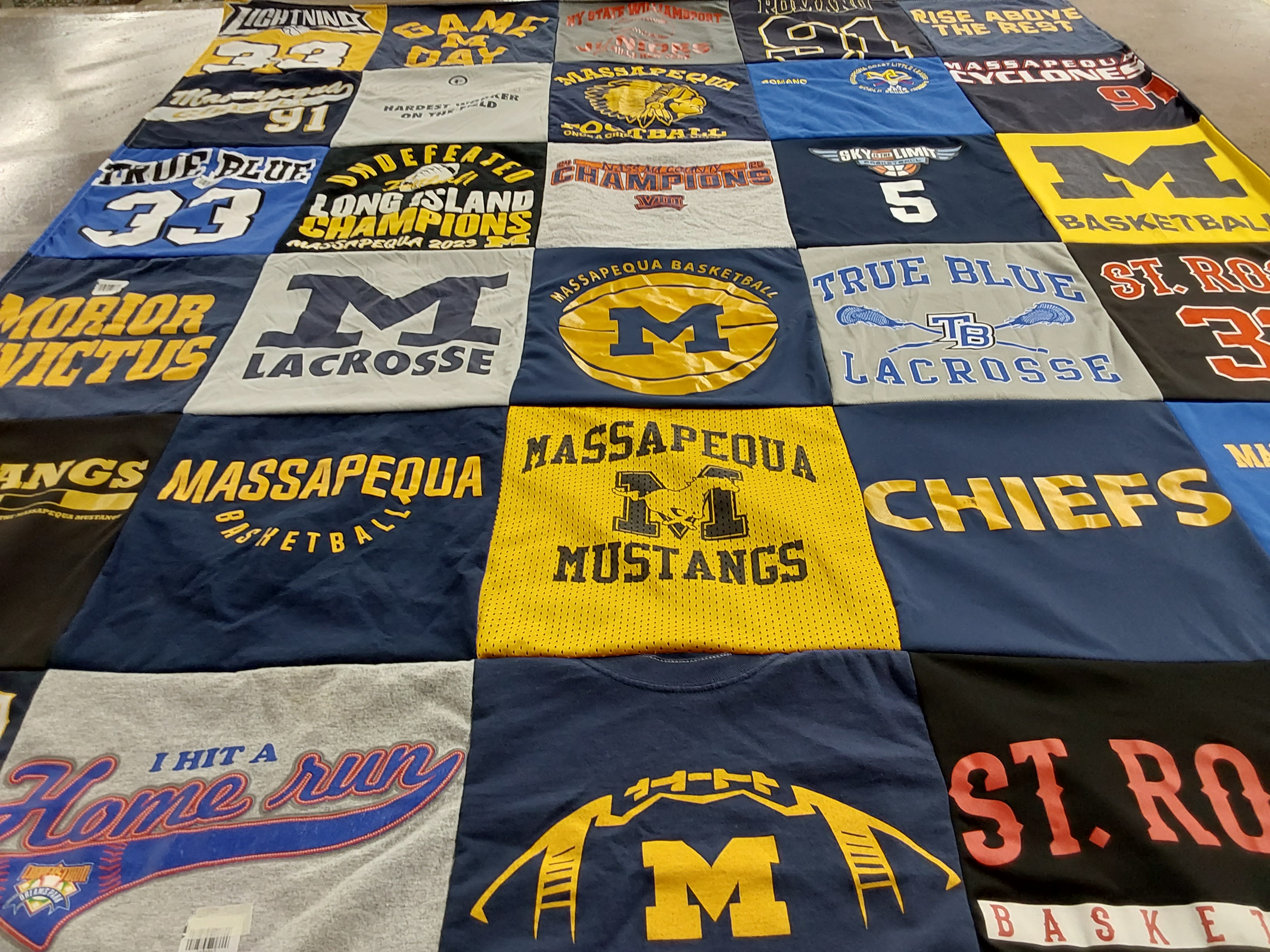 T-shirt quilt featuring massapequa mustangs, st rose basketball by Kathleen from NY