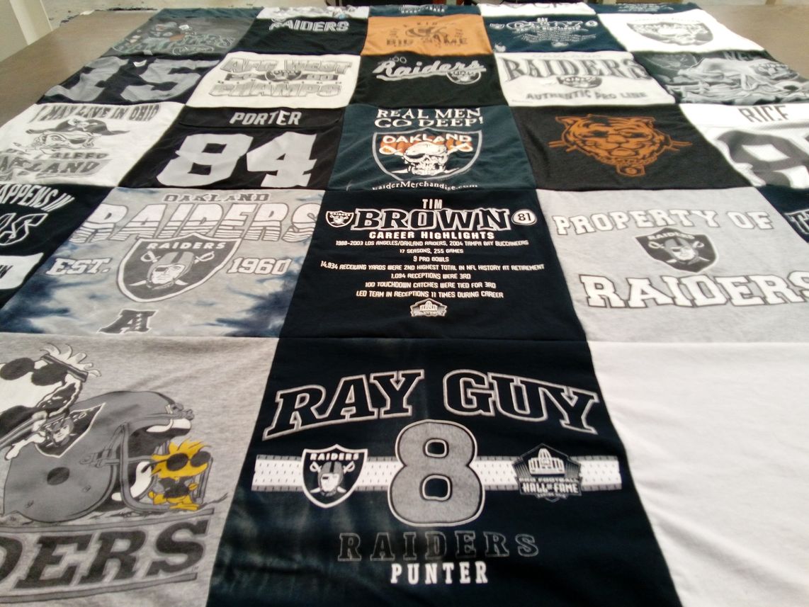T-shirt quilt featuring oakland raiders by Terry from OH