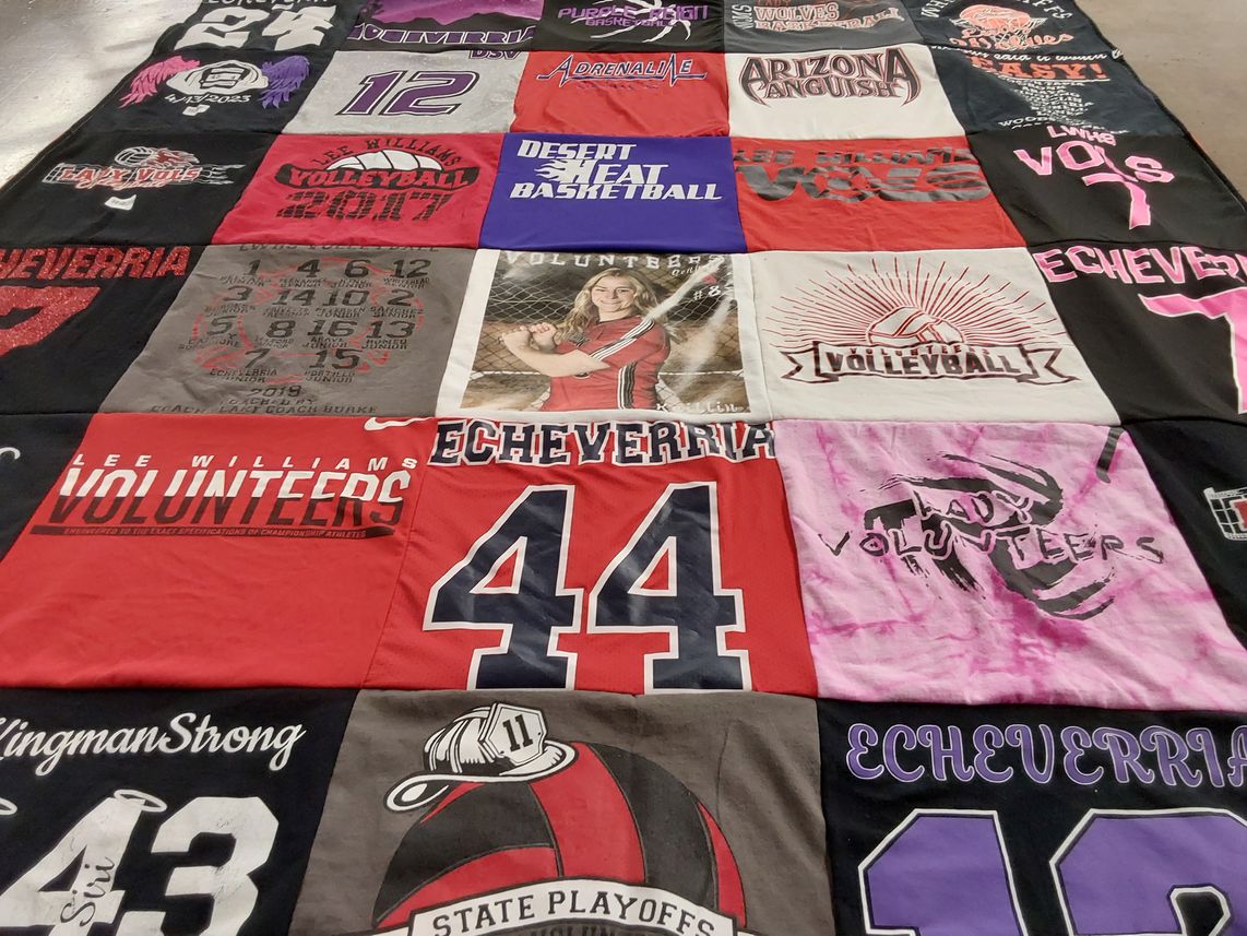 T-shirt quilt featuring lee williams volunteers by Nancy from AZ