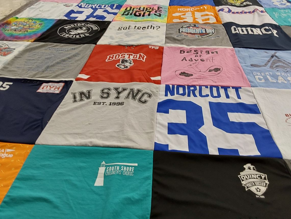 T-shirt quilt with youth soccer, children's activities themes by Sarah from MA
