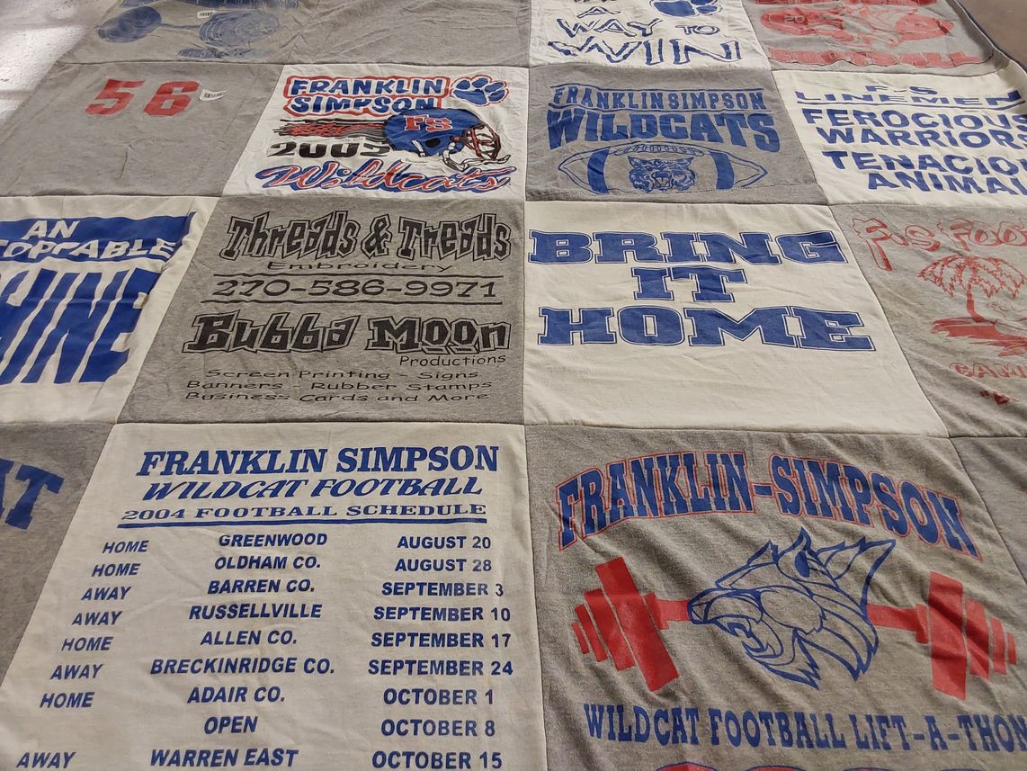 T-shirt quilt featuring franklin simpson wildcats by Rebecca from FL