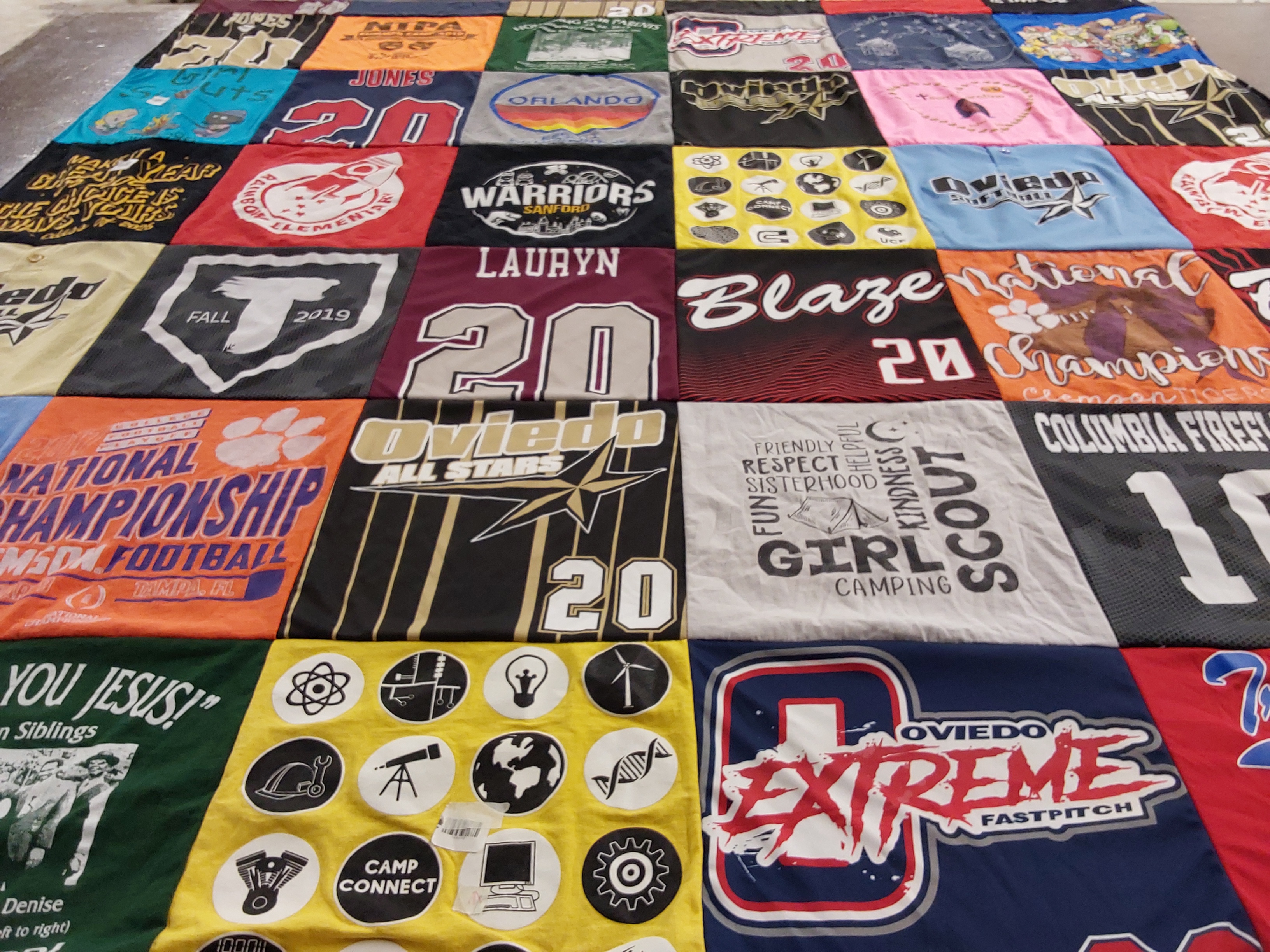 T-shirt quilt featuring oviedo all stars, columbia fireflies by Albernel from FL