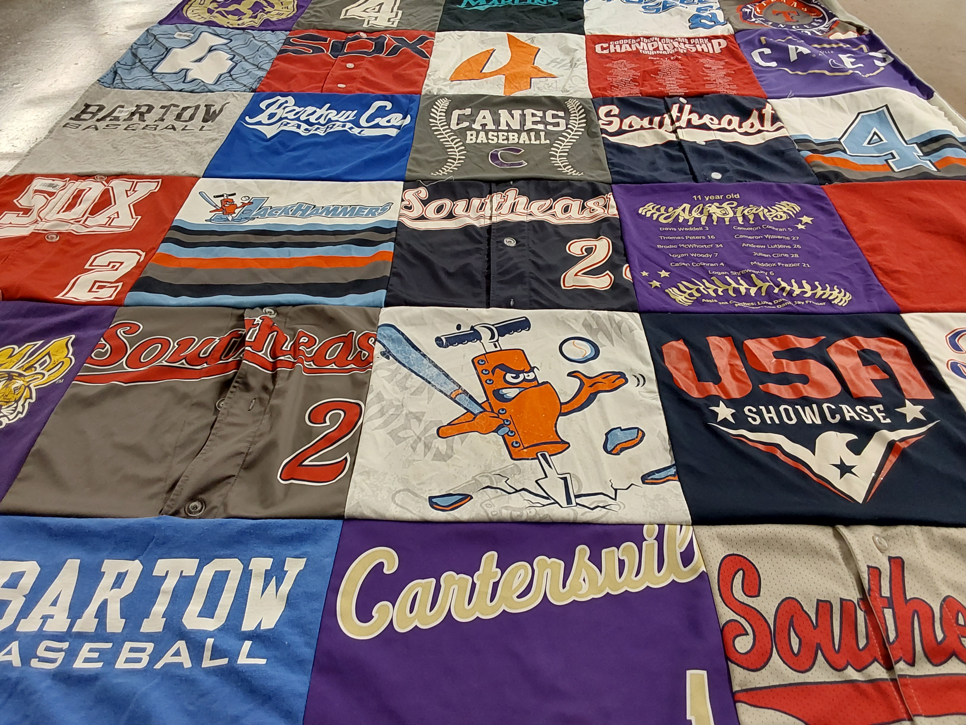 T-shirt quilt featuring bartow baseball, southeast baseball by Jessica from GA