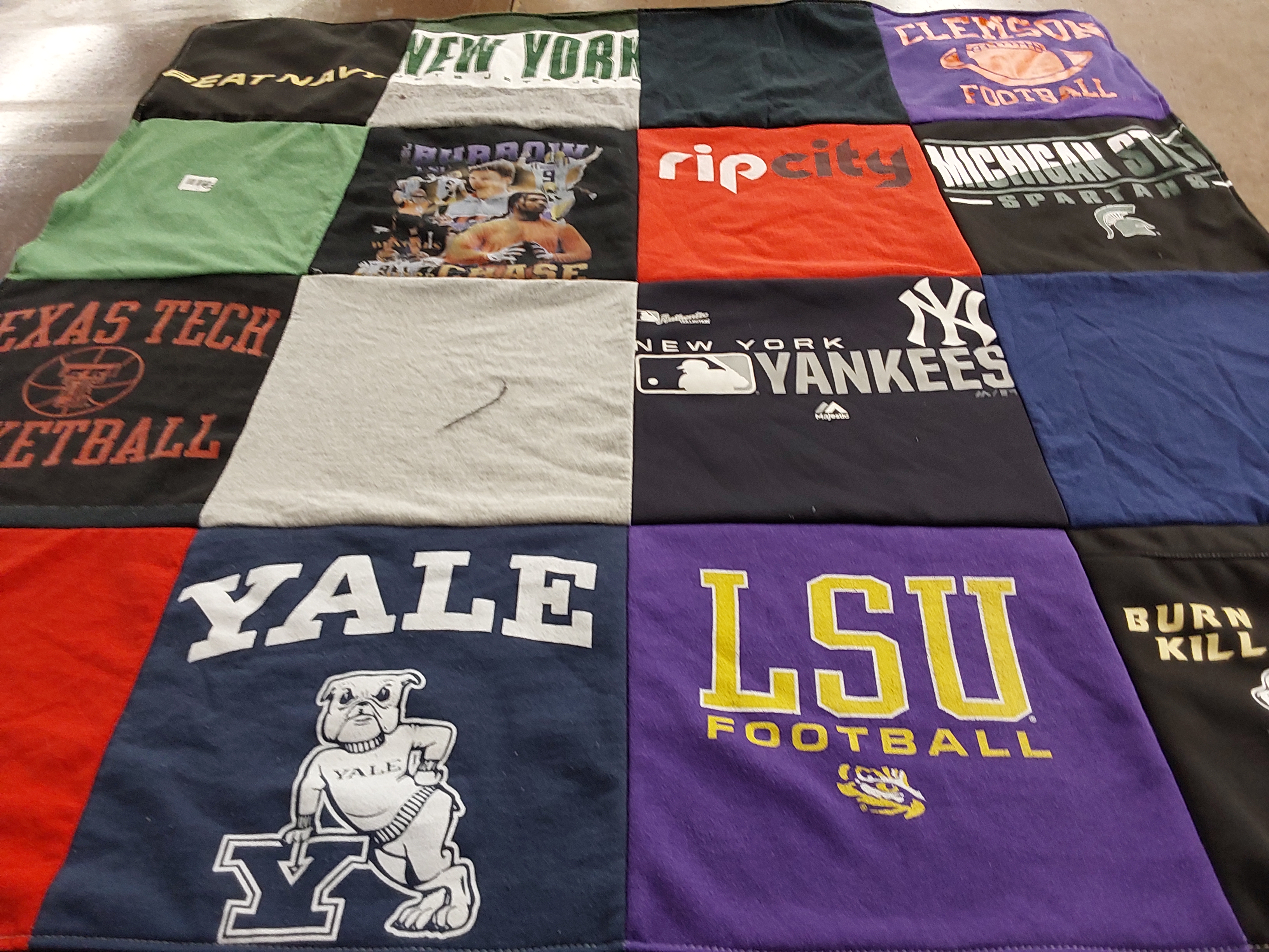 T-shirt quilt featuring new york yankees, lsu football by Teri from NY