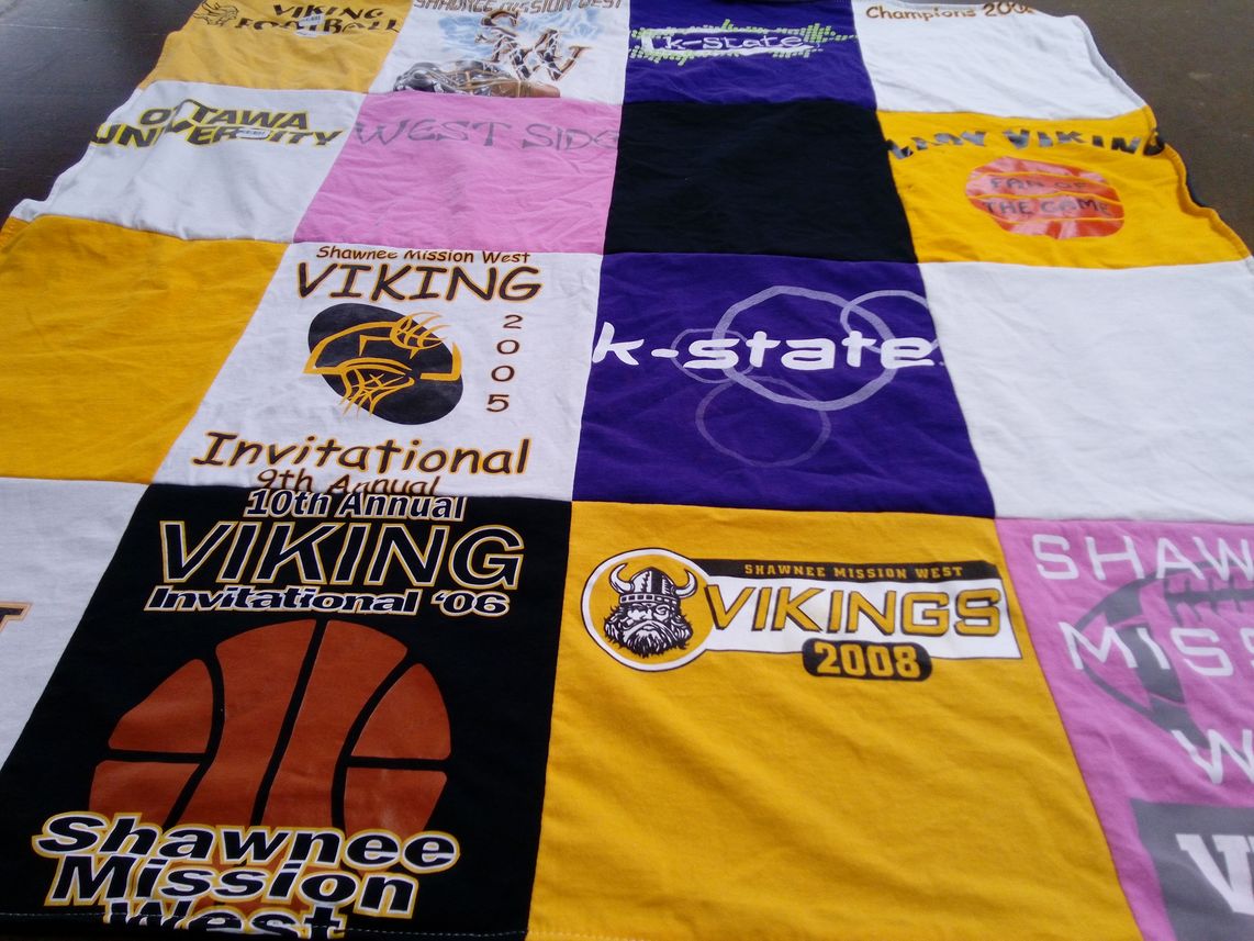 T-shirt quilt featuring shawnee mission west vikings by Sharon from KS