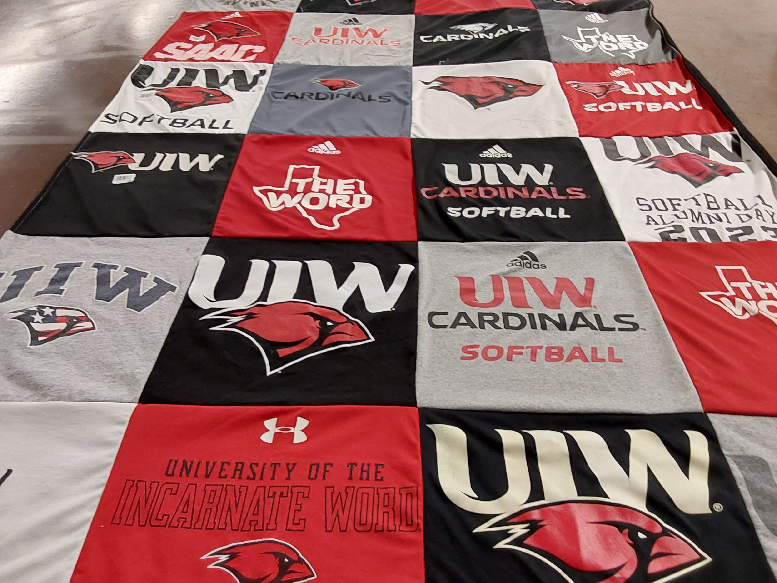 T-shirt quilt featuring university of the incarnate word cardinals by Jessica from TX