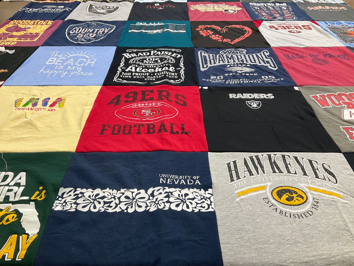 T-shirt quilt featuring san francisco 49ers, las vegas raiders by Wendy from IL