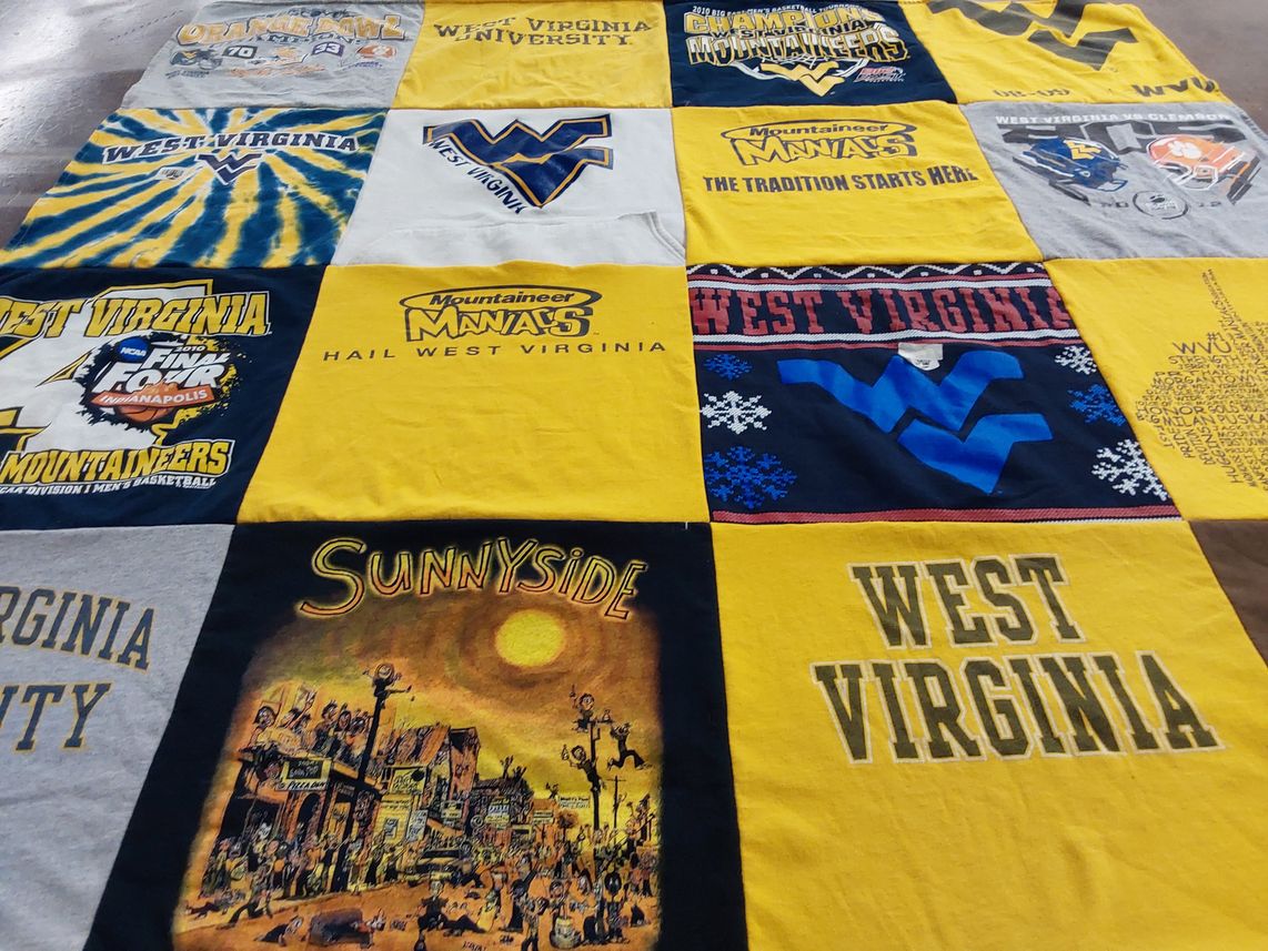 T-shirt quilt featuring west virginia mountaineers by JustAnswer.com, from WV