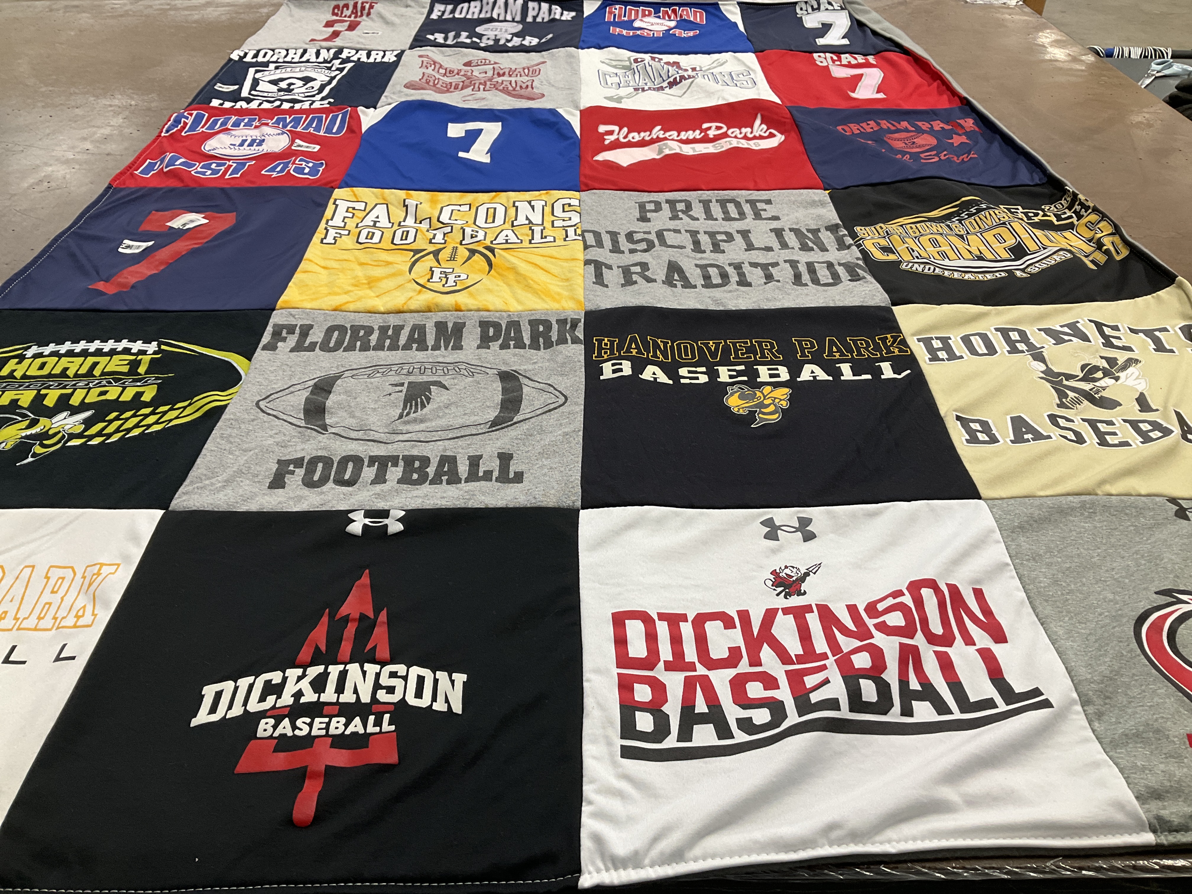 T-shirt quilt featuring florham park football, hanover park baseball by Lisa from NJ