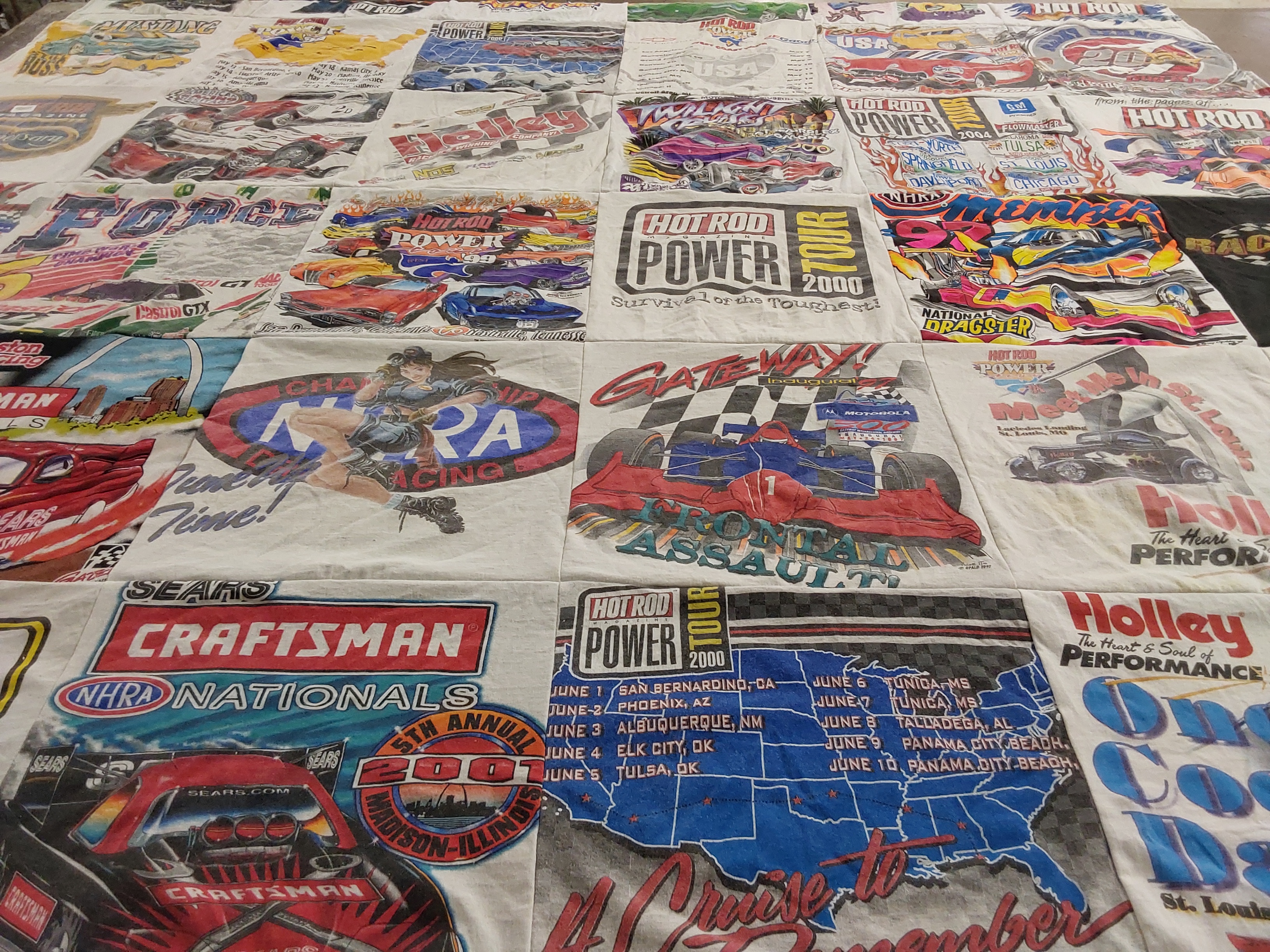 T-shirt quilt with racing, cars themes by Jacob from MO