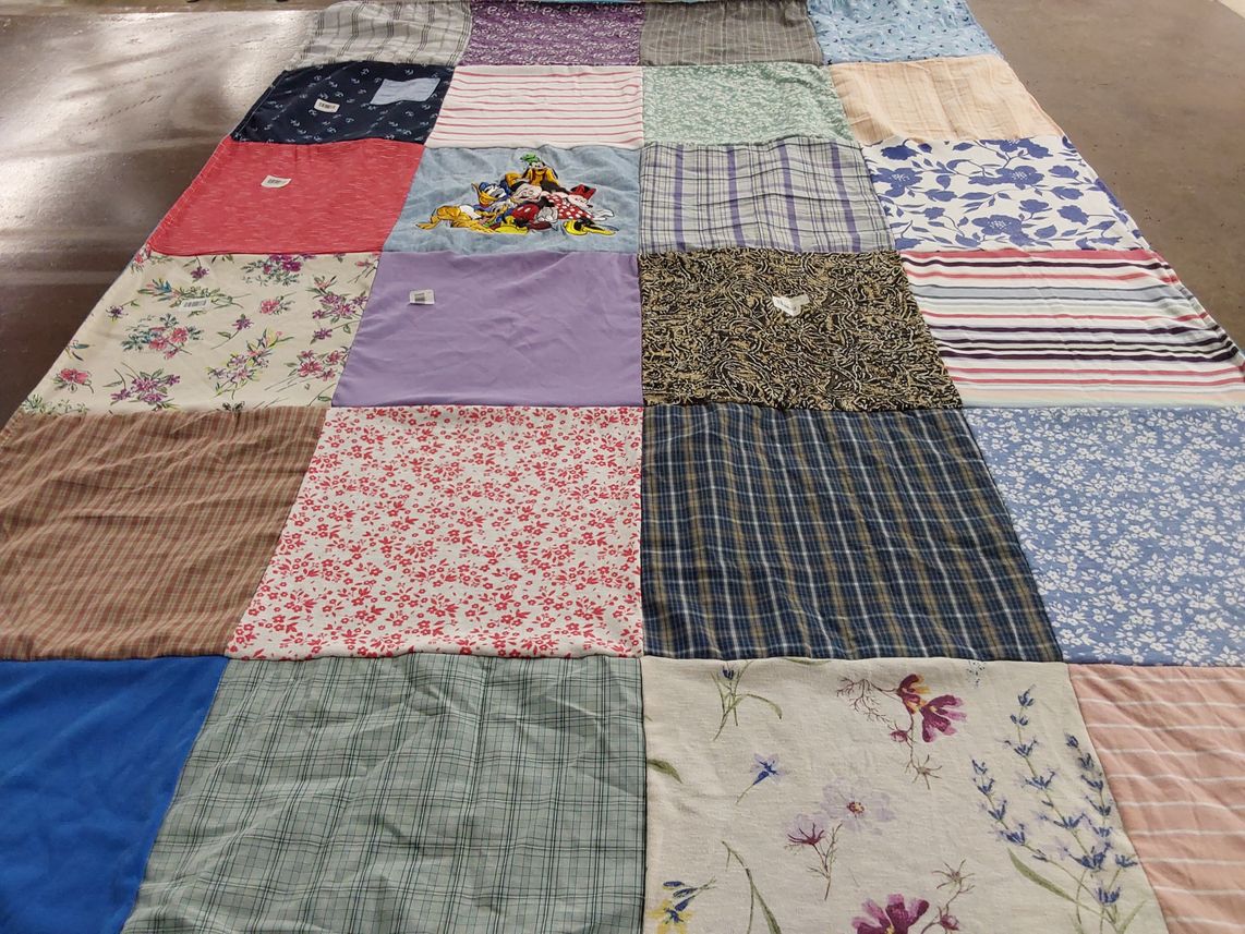T-shirt quilt with quilting, fabric arts themes by Chanel from KS