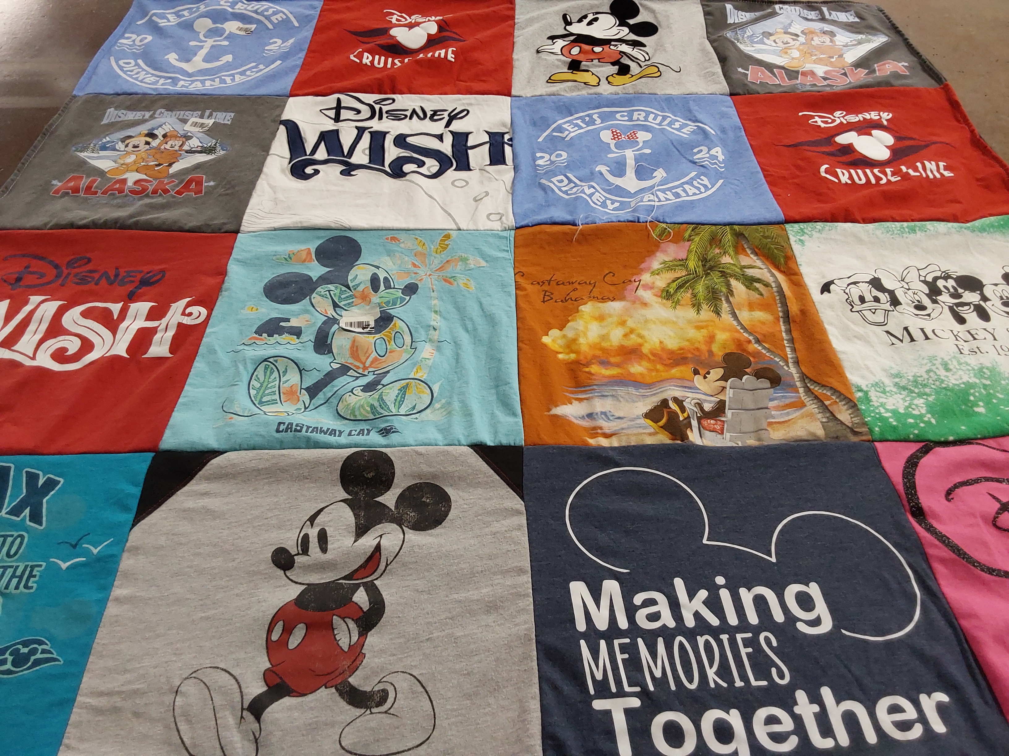 T-shirt quilt with disney, cruises themes by HEATHER from IN