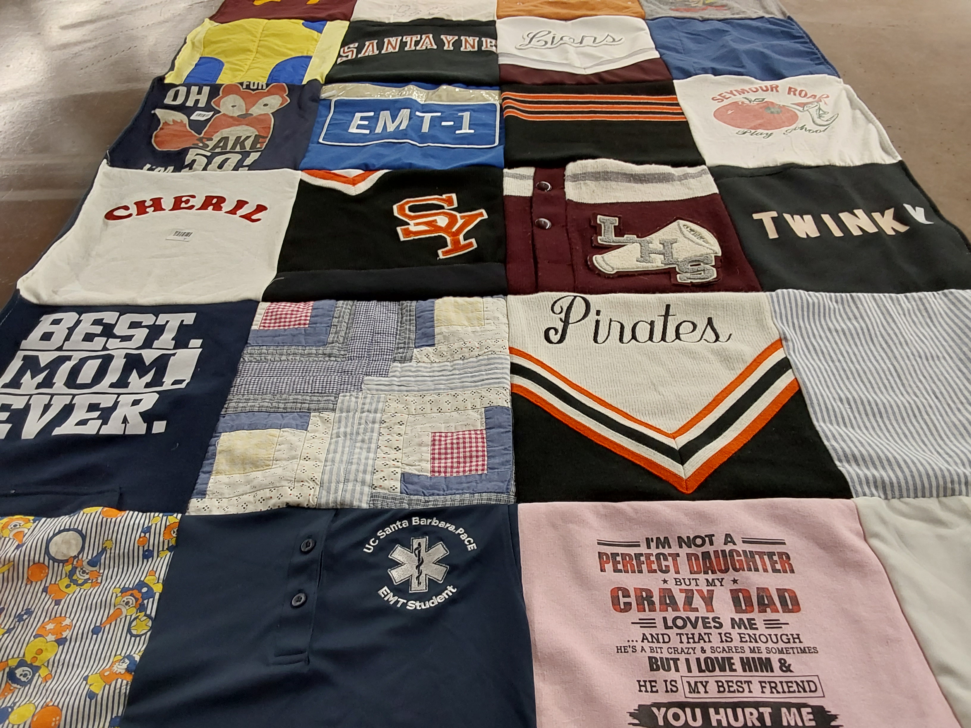 T-shirt quilt featuring lighthouse high school by Cheril from CA