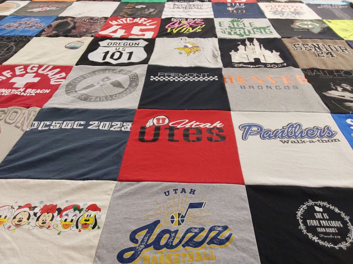 T-shirt quilt featuring utah jazz, denver broncos by Christy from UT