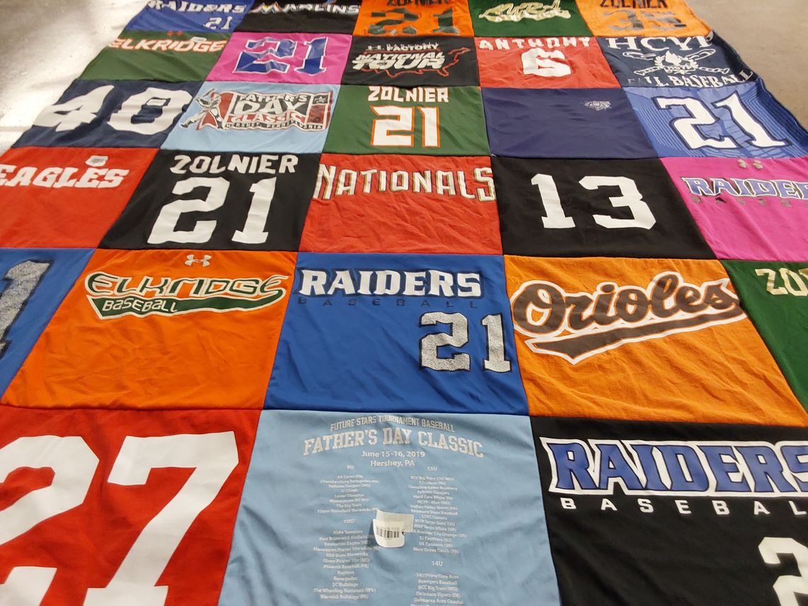T-shirt quilt featuring raiders baseball, nationals baseball by Cory from MD