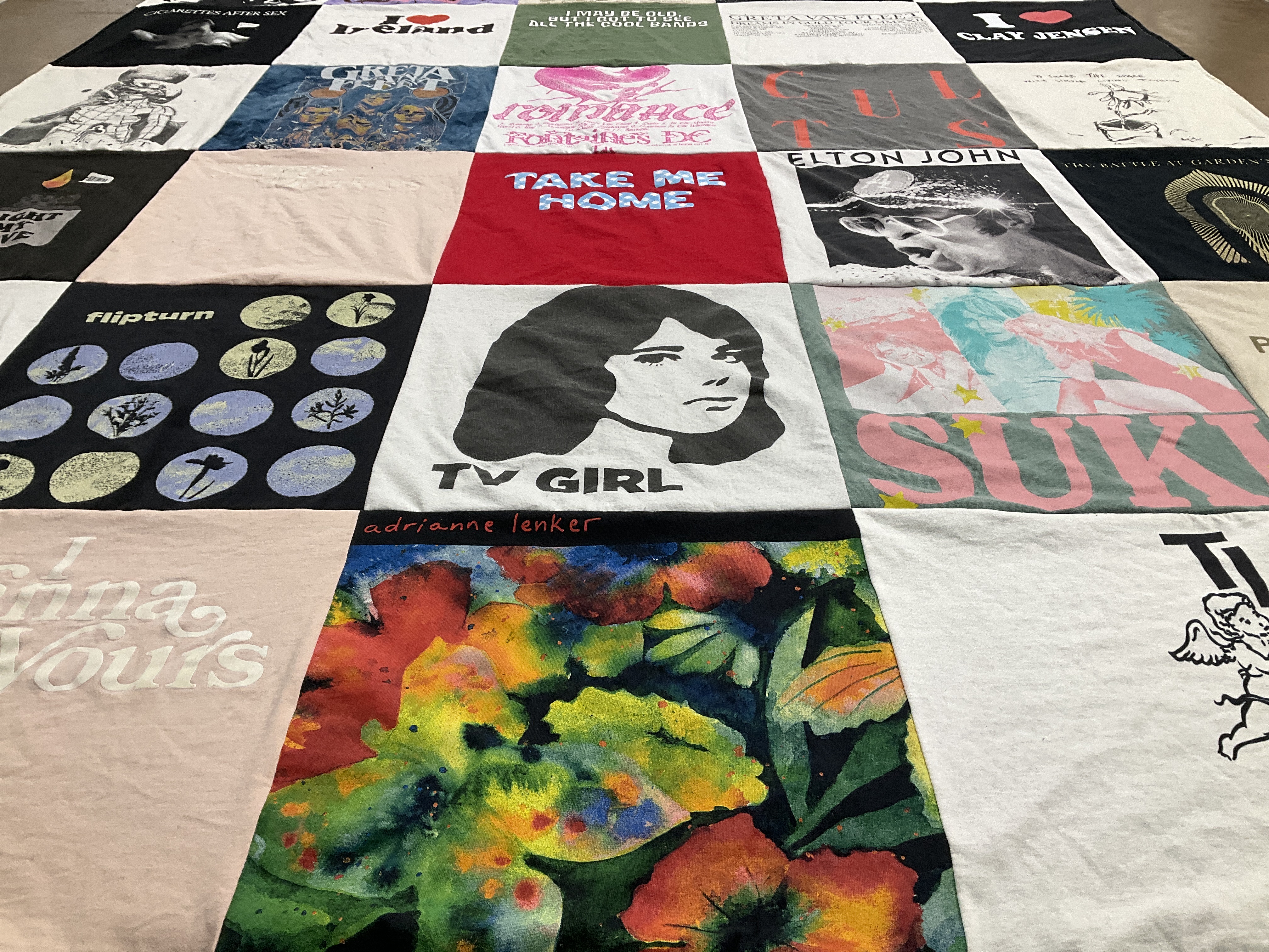 T-shirt quilt with music themes by charli from NC