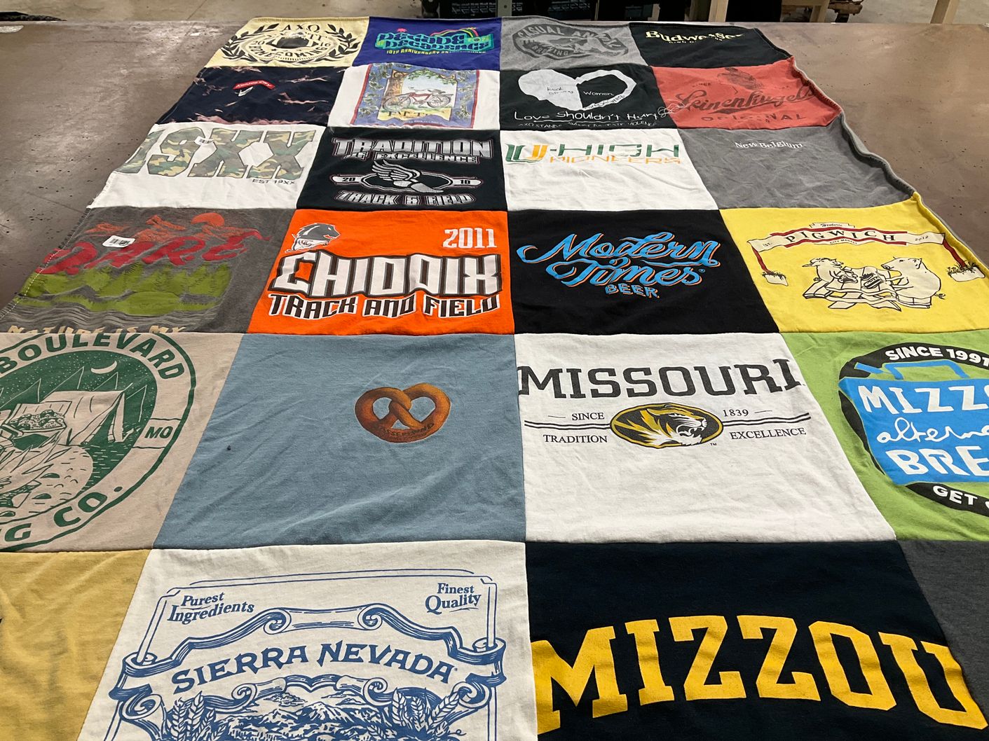 T-shirt quilt featuring missouri tigers by Sydney from IL