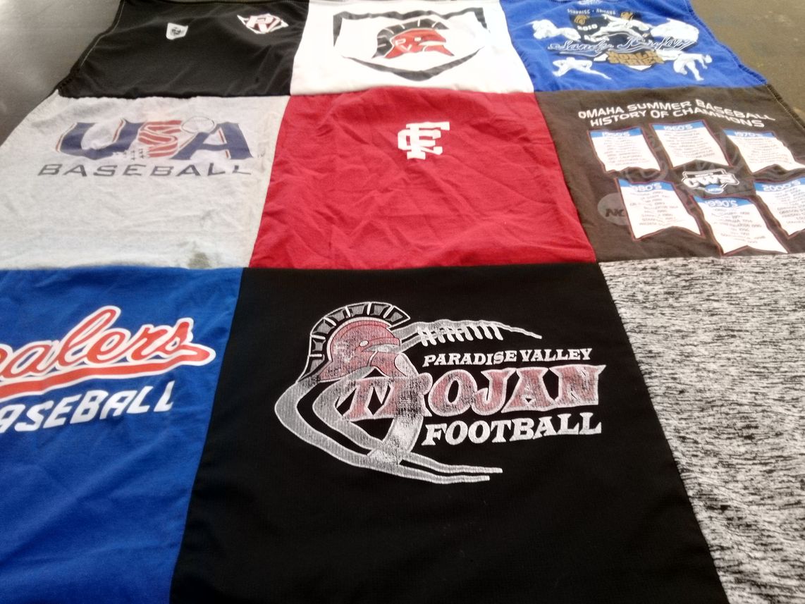 T-shirt quilt featuring paradise valley trojans by TC from MI
