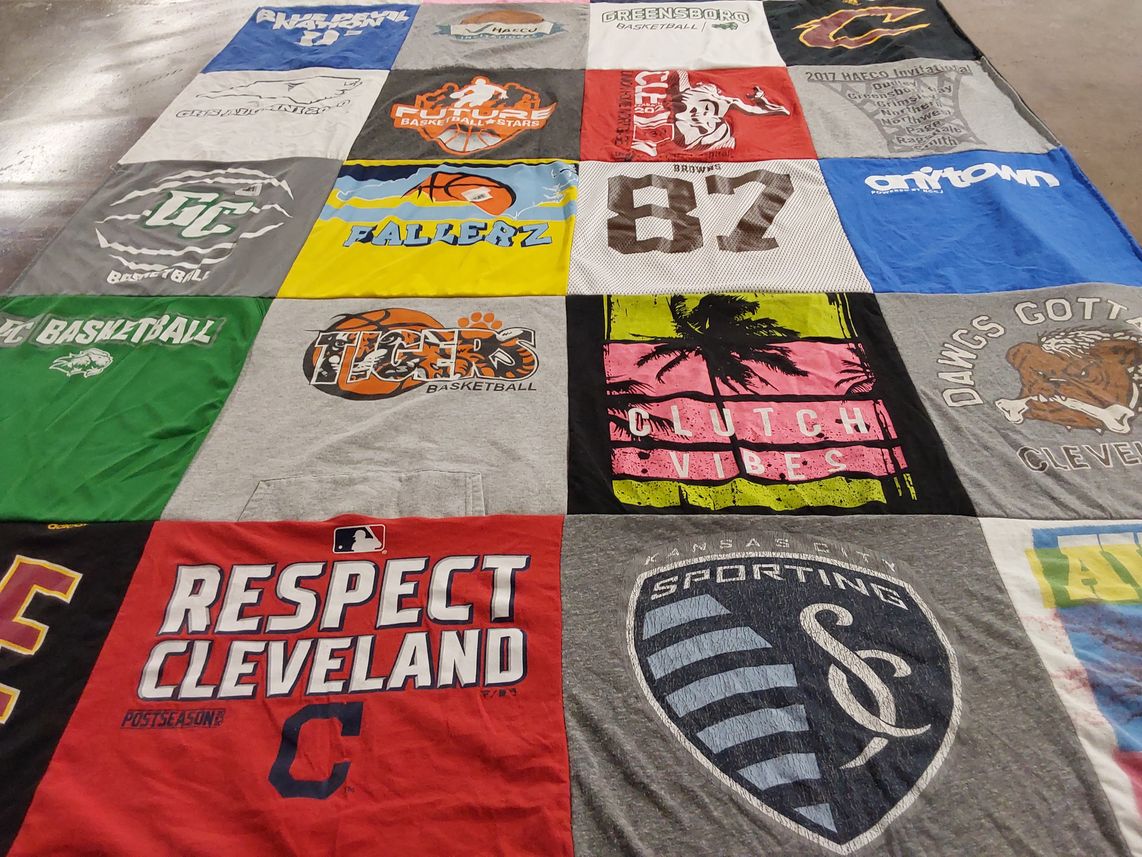 T-shirt quilt featuring kansas city sporting, cleveland cavaliers by Anna from NC