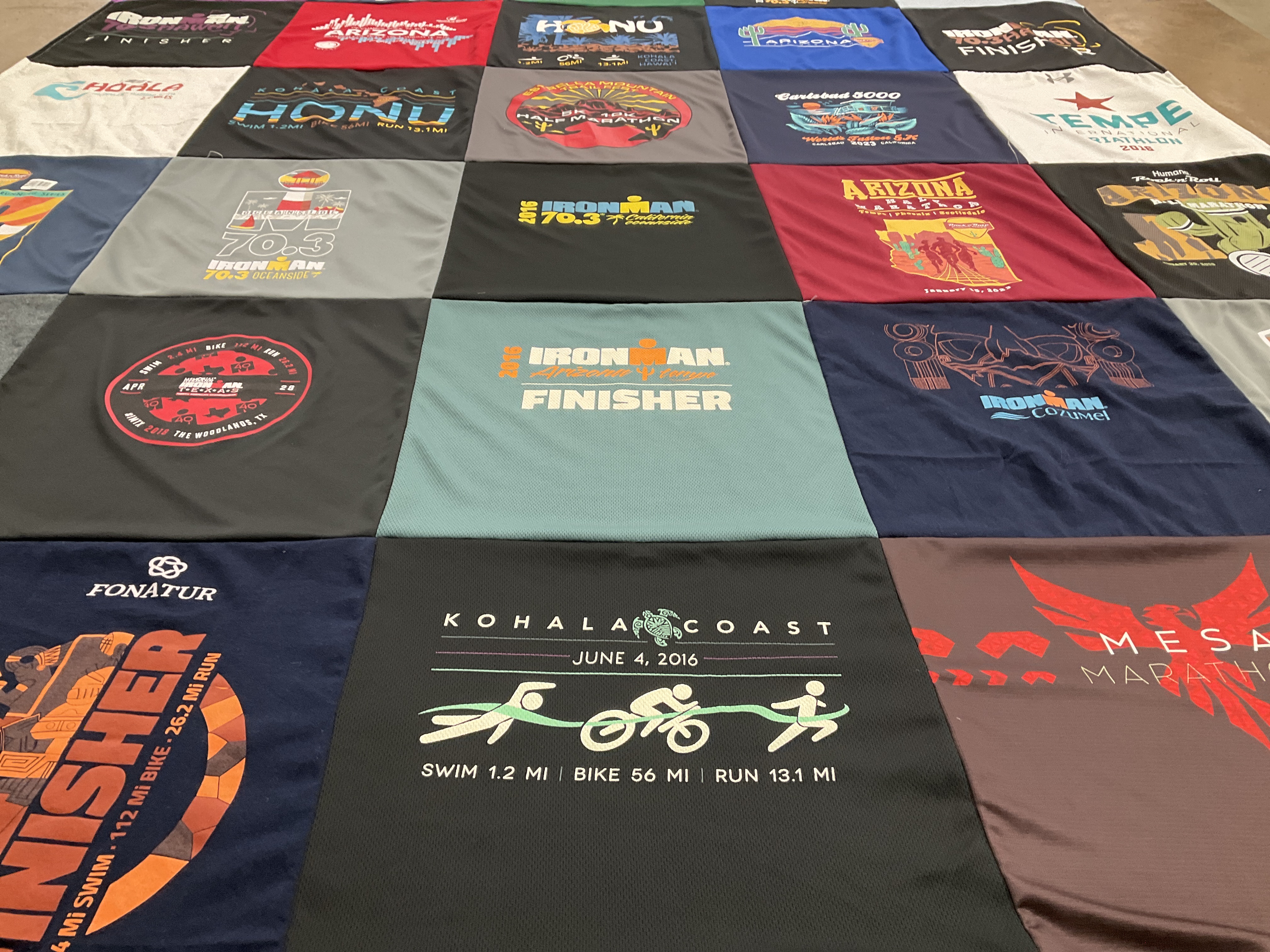 T-shirt quilt with triathlon, running themes by Jeffrey from AZ