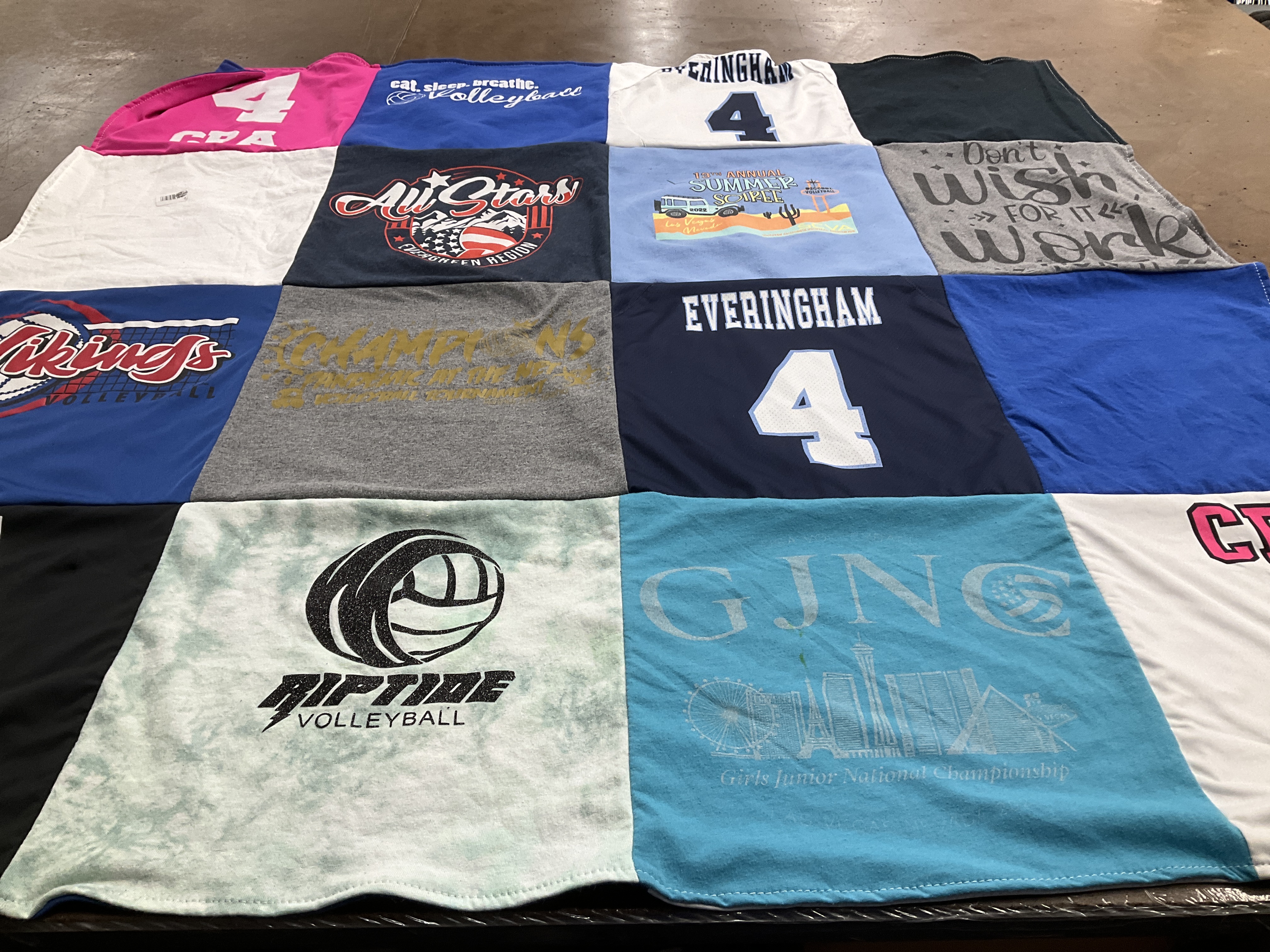 T-shirt quilt featuring rip tide volleyball by Alicia from ID