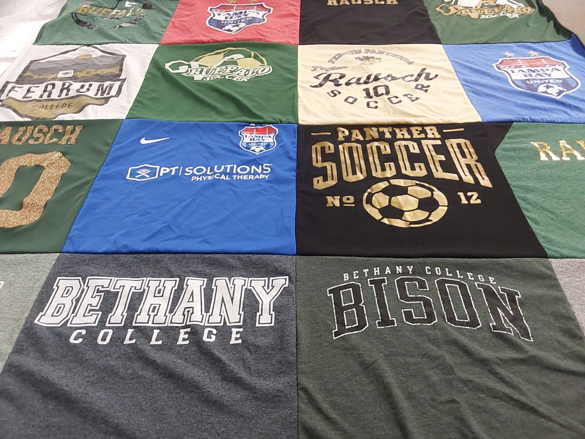 T-shirt quilt featuring panther soccer, buffalo soccer by Teri from FL