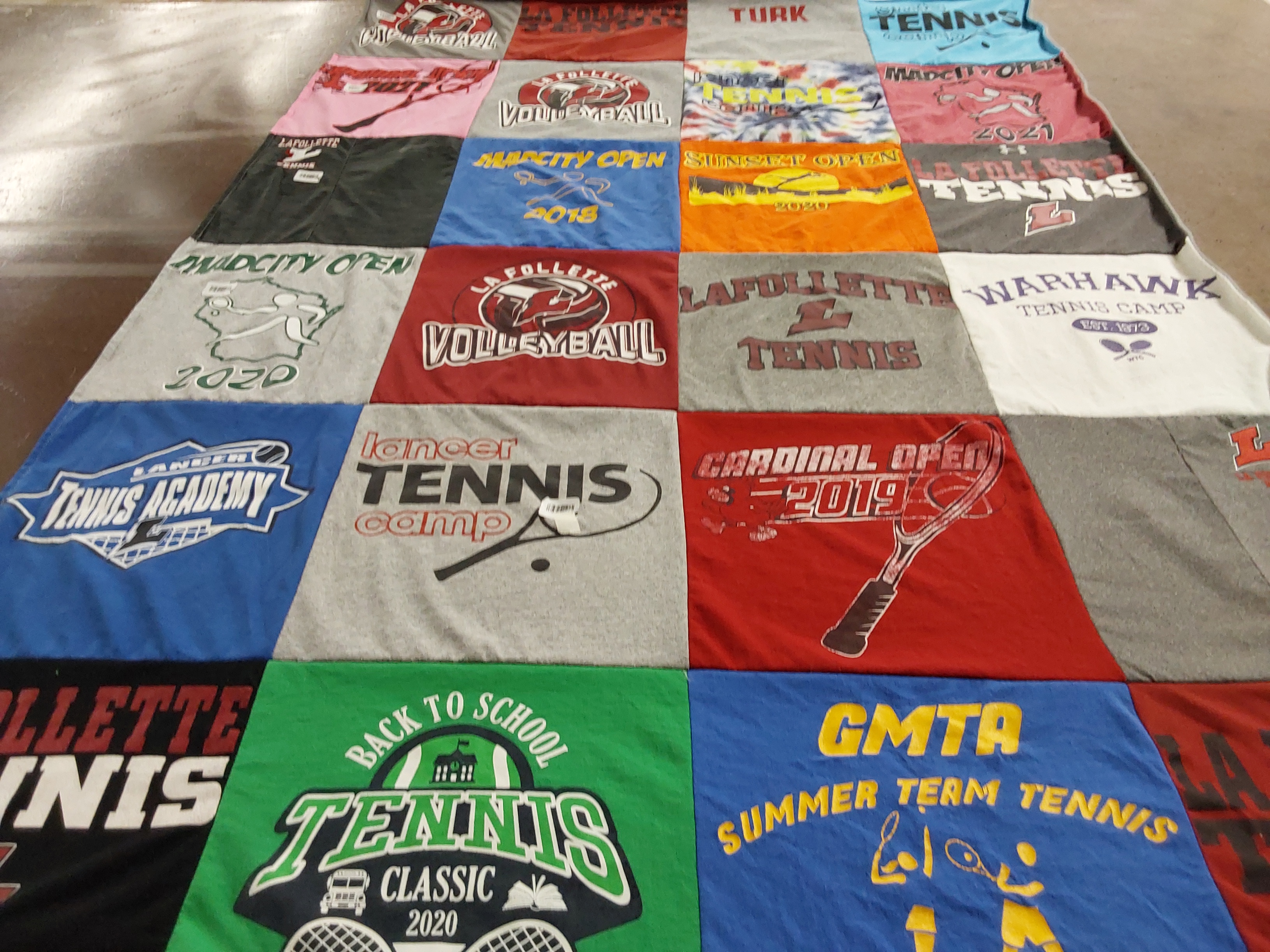 T-shirt quilt featuring la follette tennis team by Jenny from WI