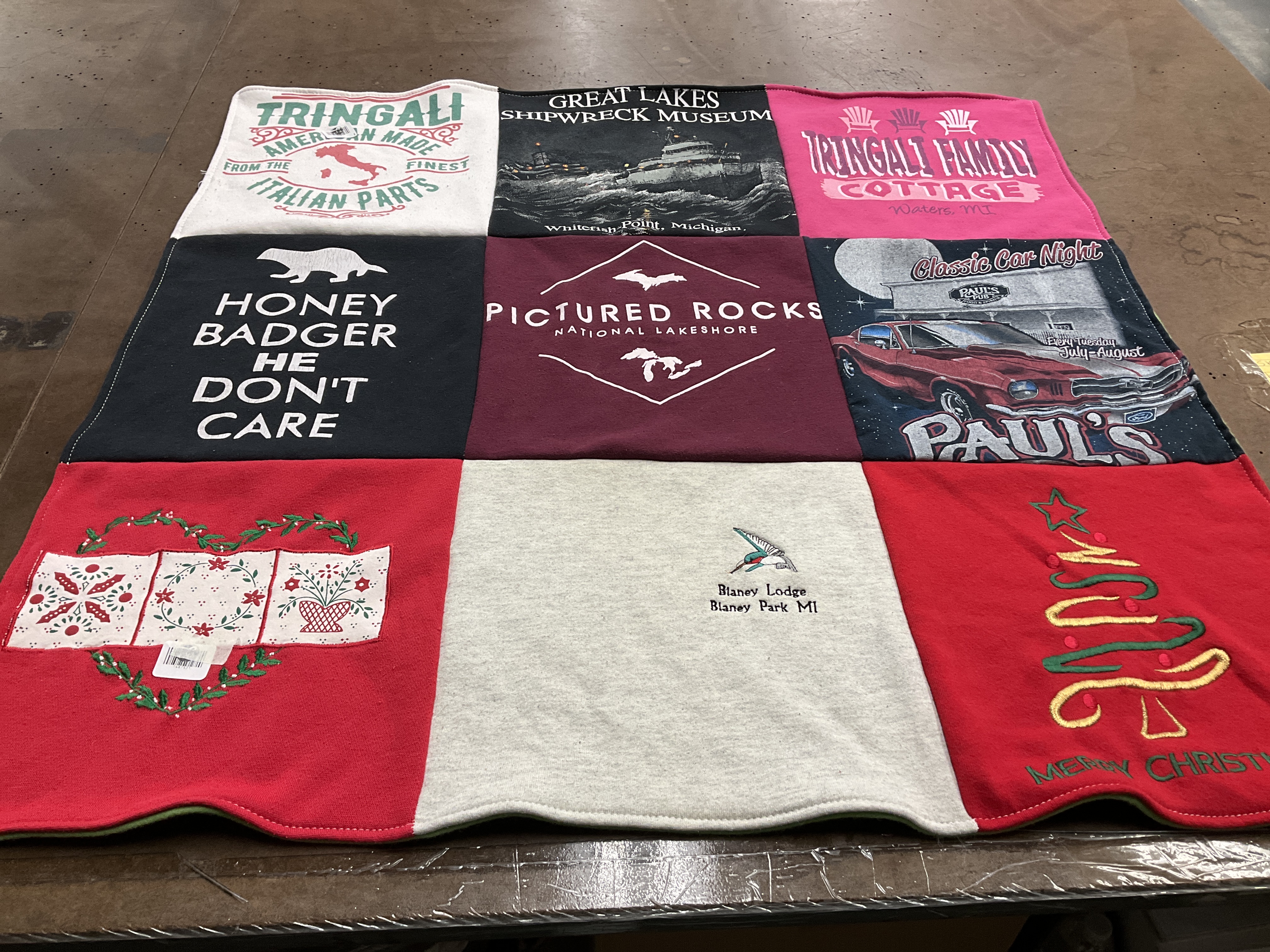 T-shirt quilt with car shows, national parks themes by Savannah from MI