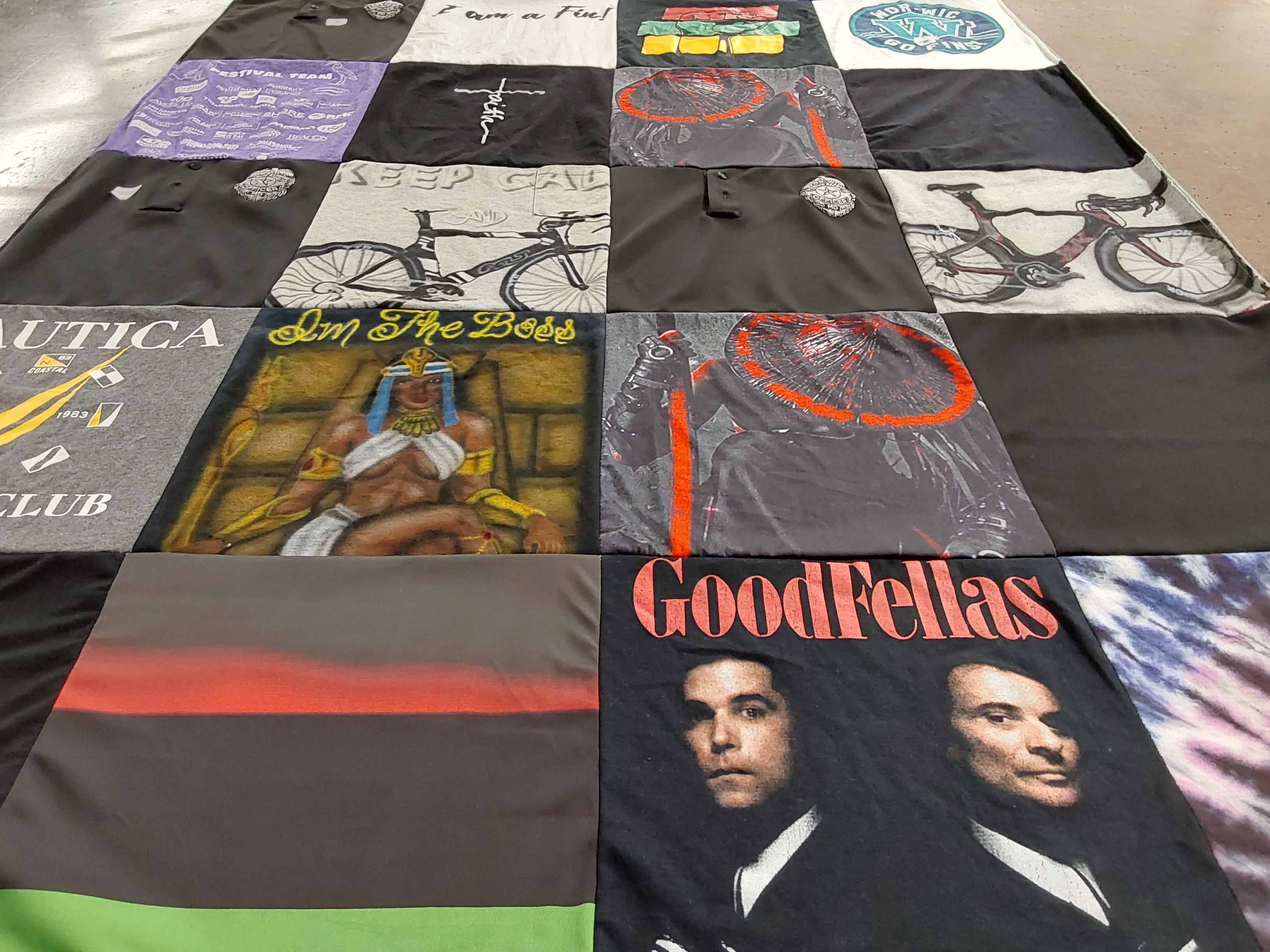 T-shirt quilt with bicycles, movies themes by Ivan from MD
