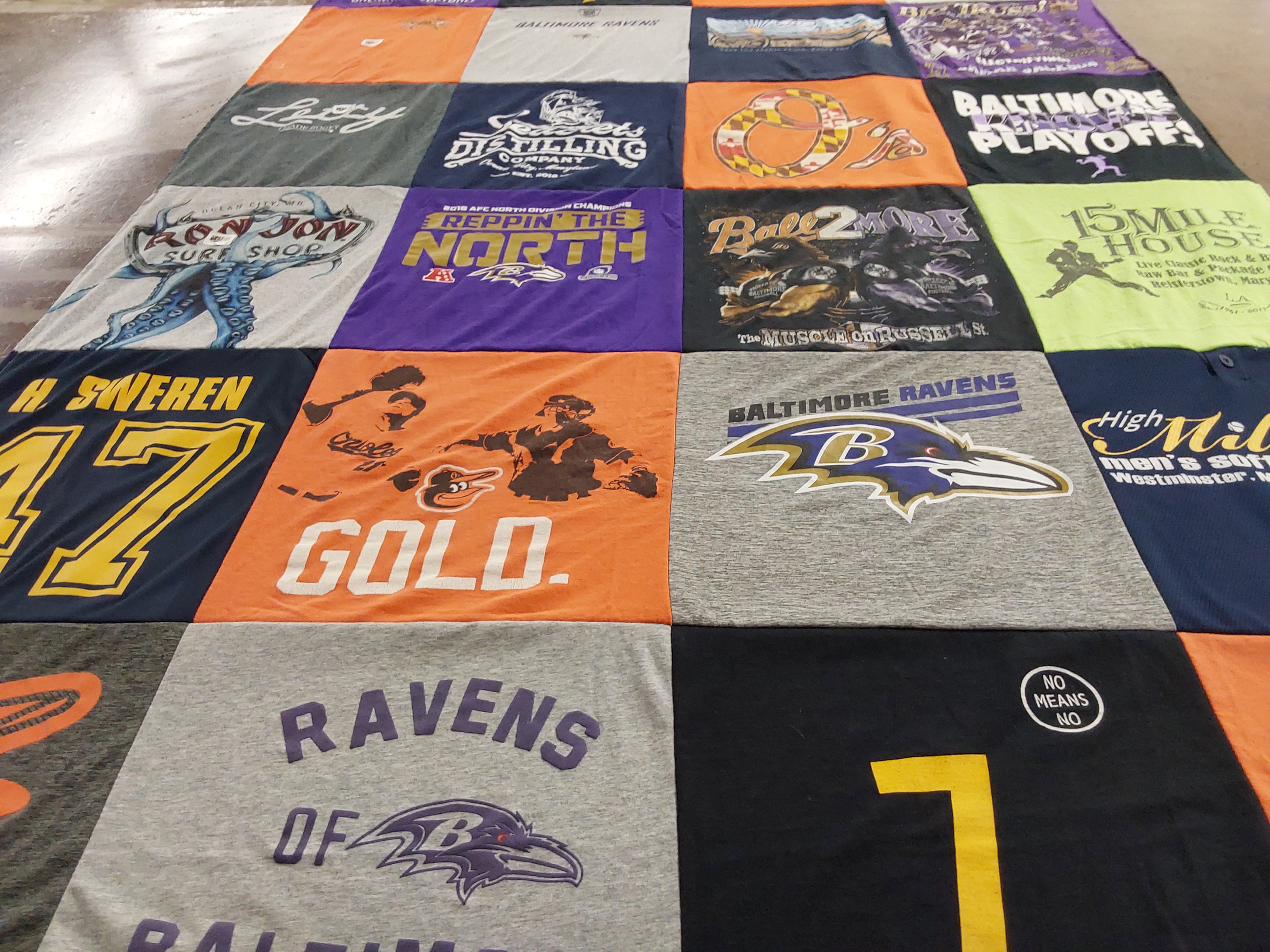 T-shirt quilt featuring baltimore ravens by Holly from MD