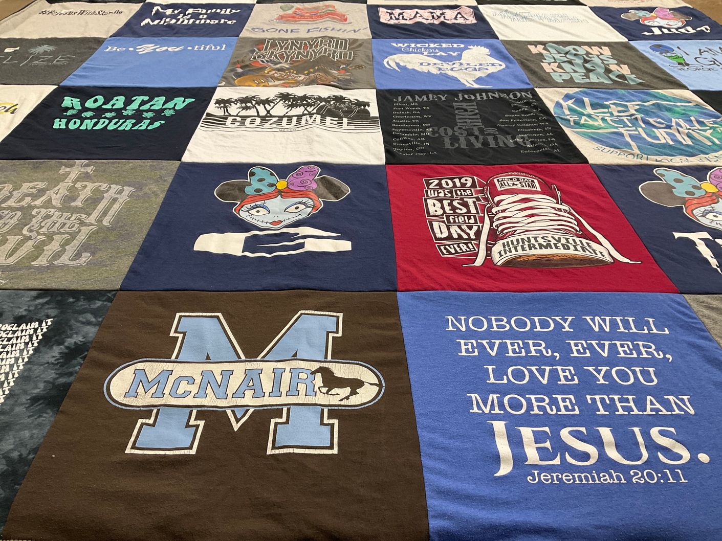 T-shirt quilt from mcnair middle school by Sierra from AR
